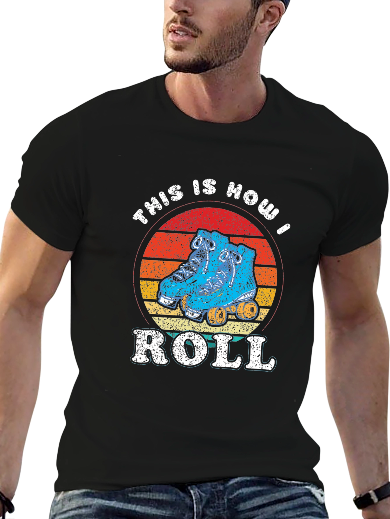 Black This Is How I Roll Roller Skate T-Shirt Retro Style view 6