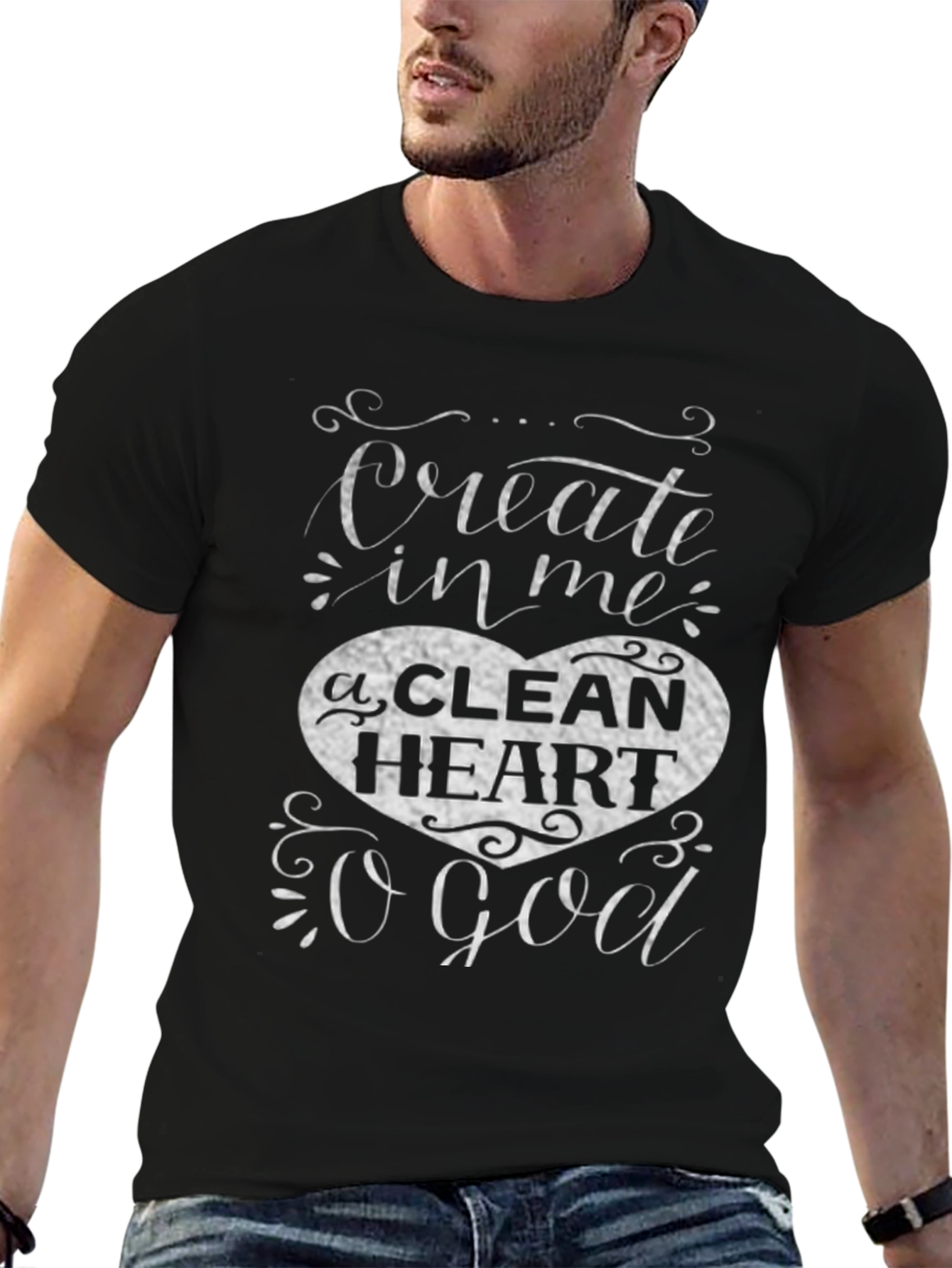 Black Create in Me a Clean Heart T-Shirt view 6