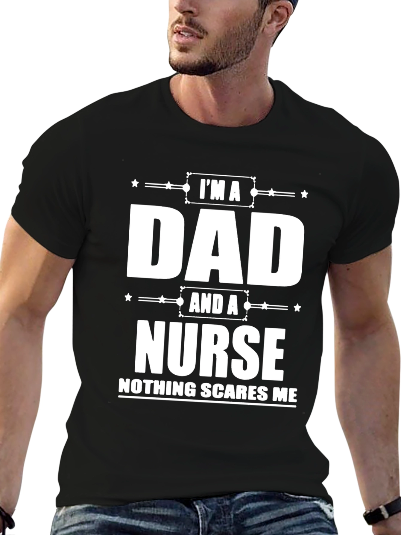 Black Dad and a Nurse Funny T-Shirt view 6