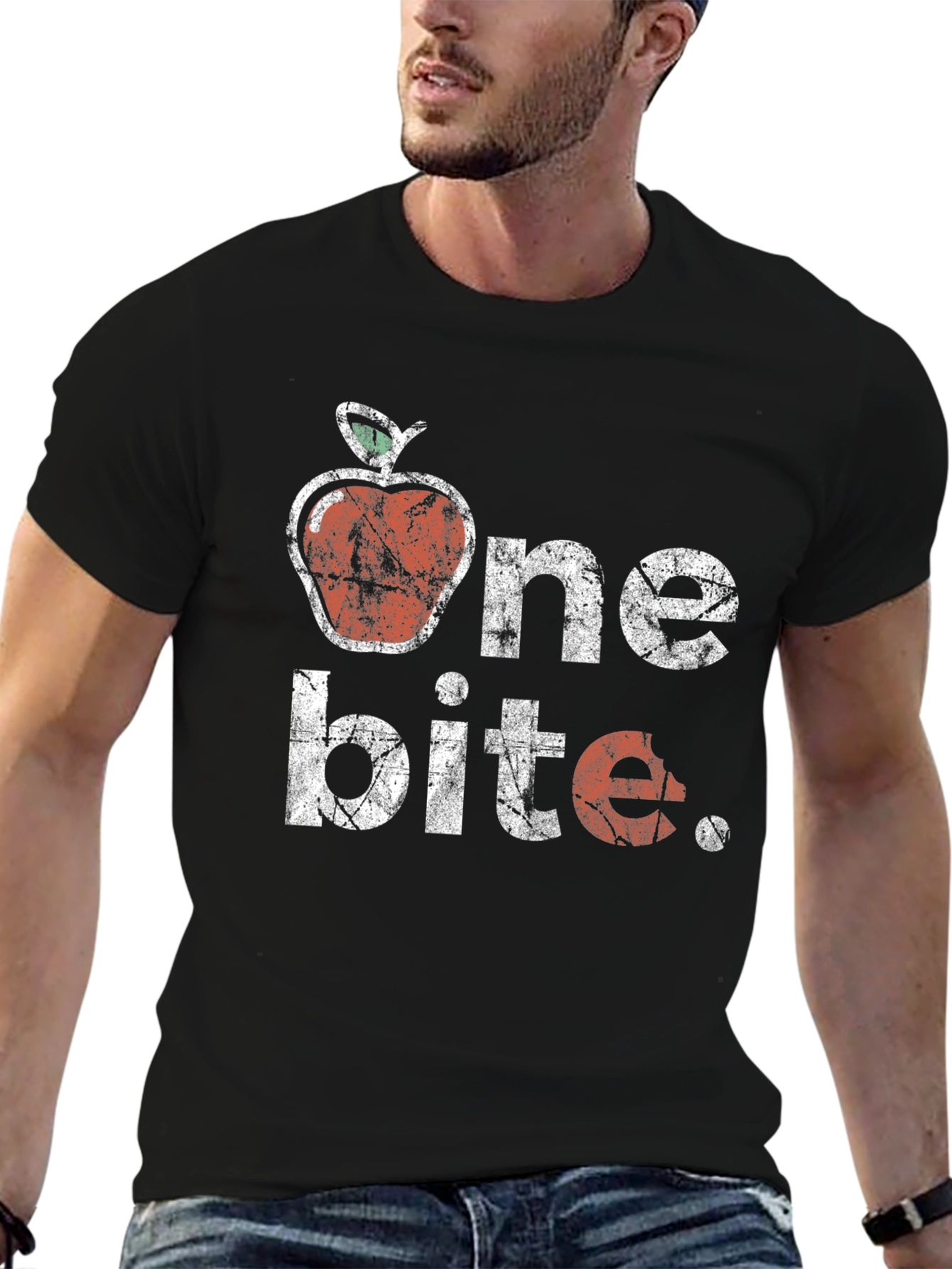 Black One Bite Apple Graphic T-Shirt - Unisex view 6