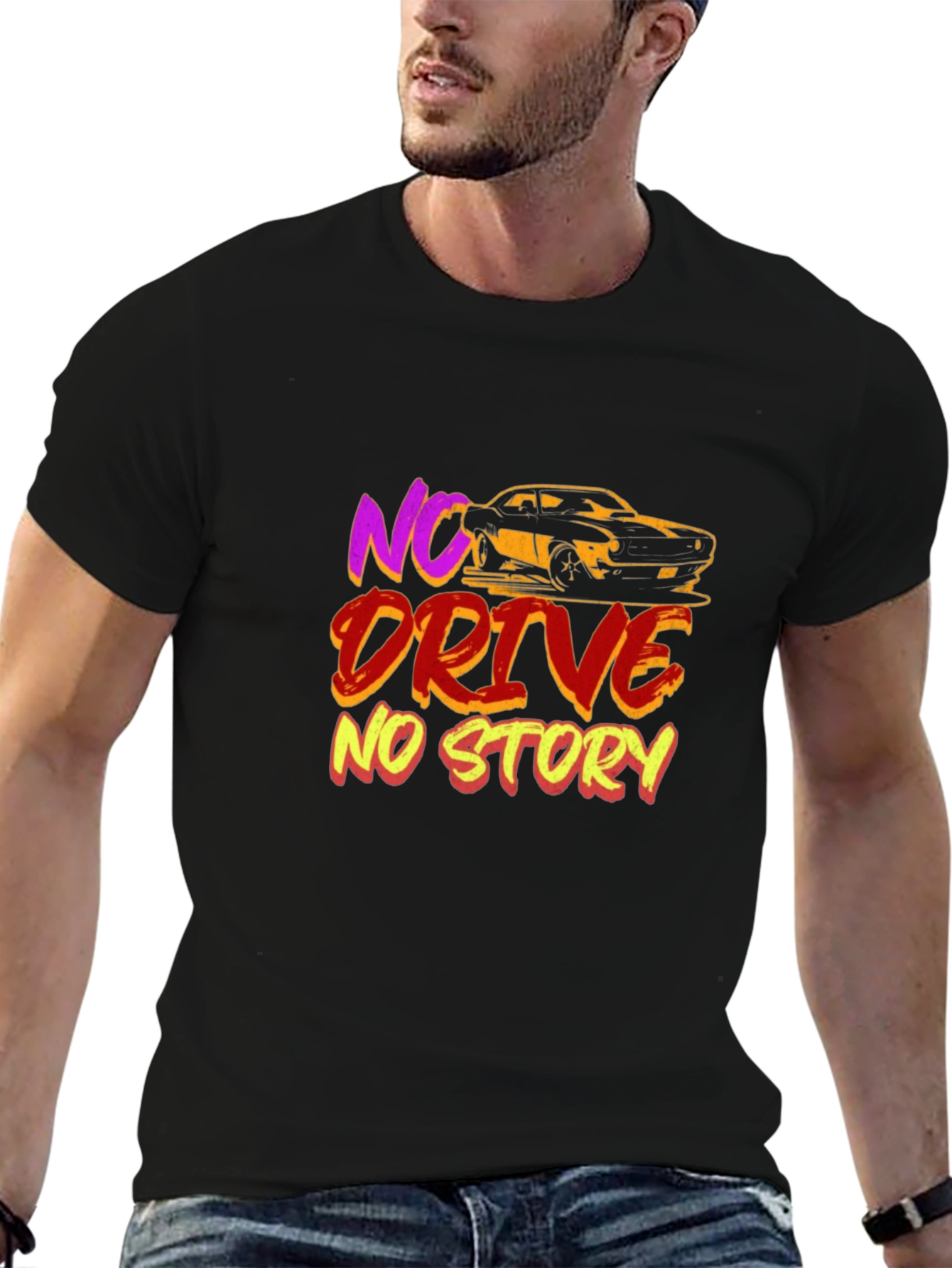 Black No Drive No Story Graphic T-Shirt view 6