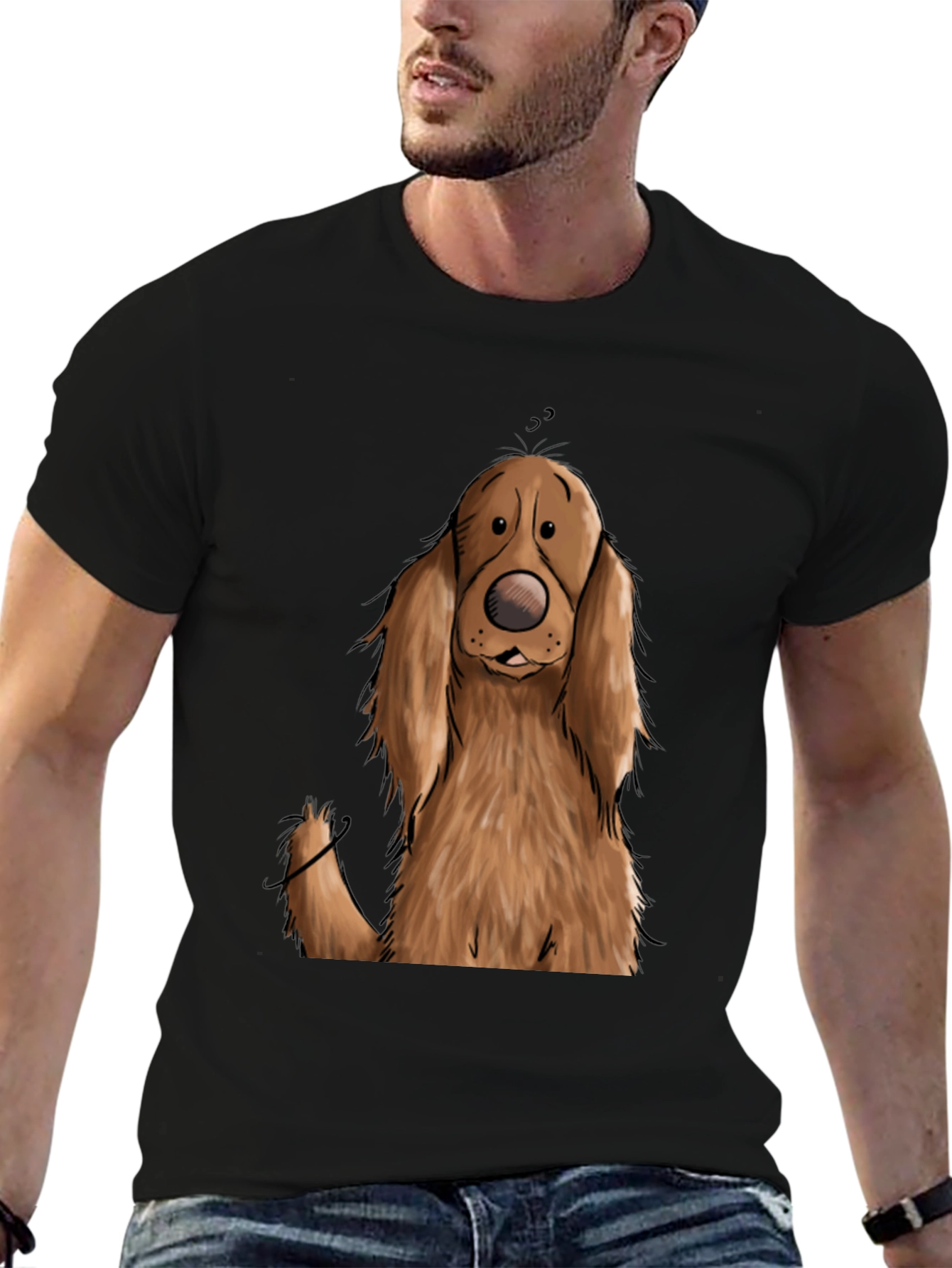 Black Dog Cartoon Graphic Black T-Shirt view 6