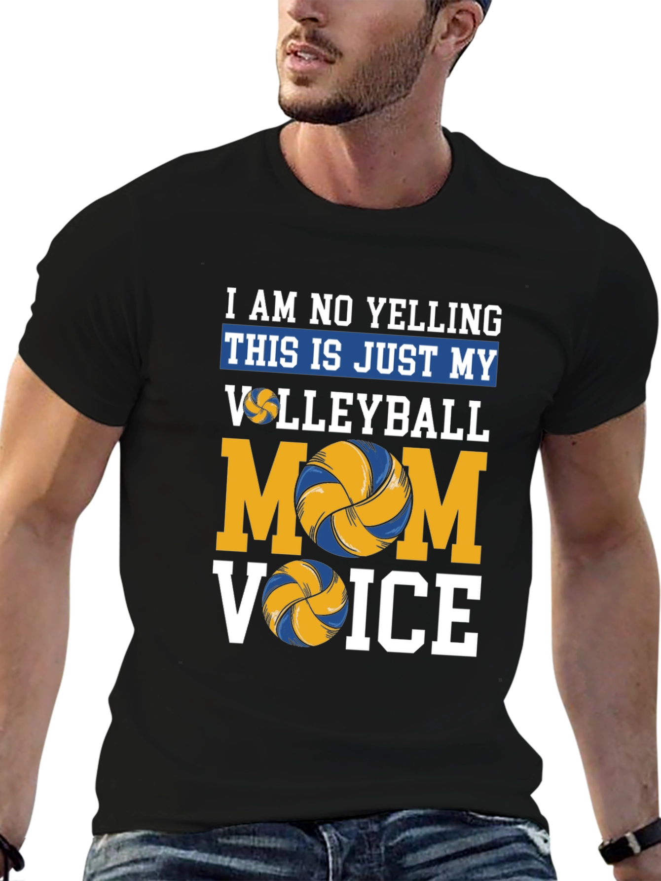 Black Volleyball Mom Voice T-Shirt - Novelty Graphic Tee view 6