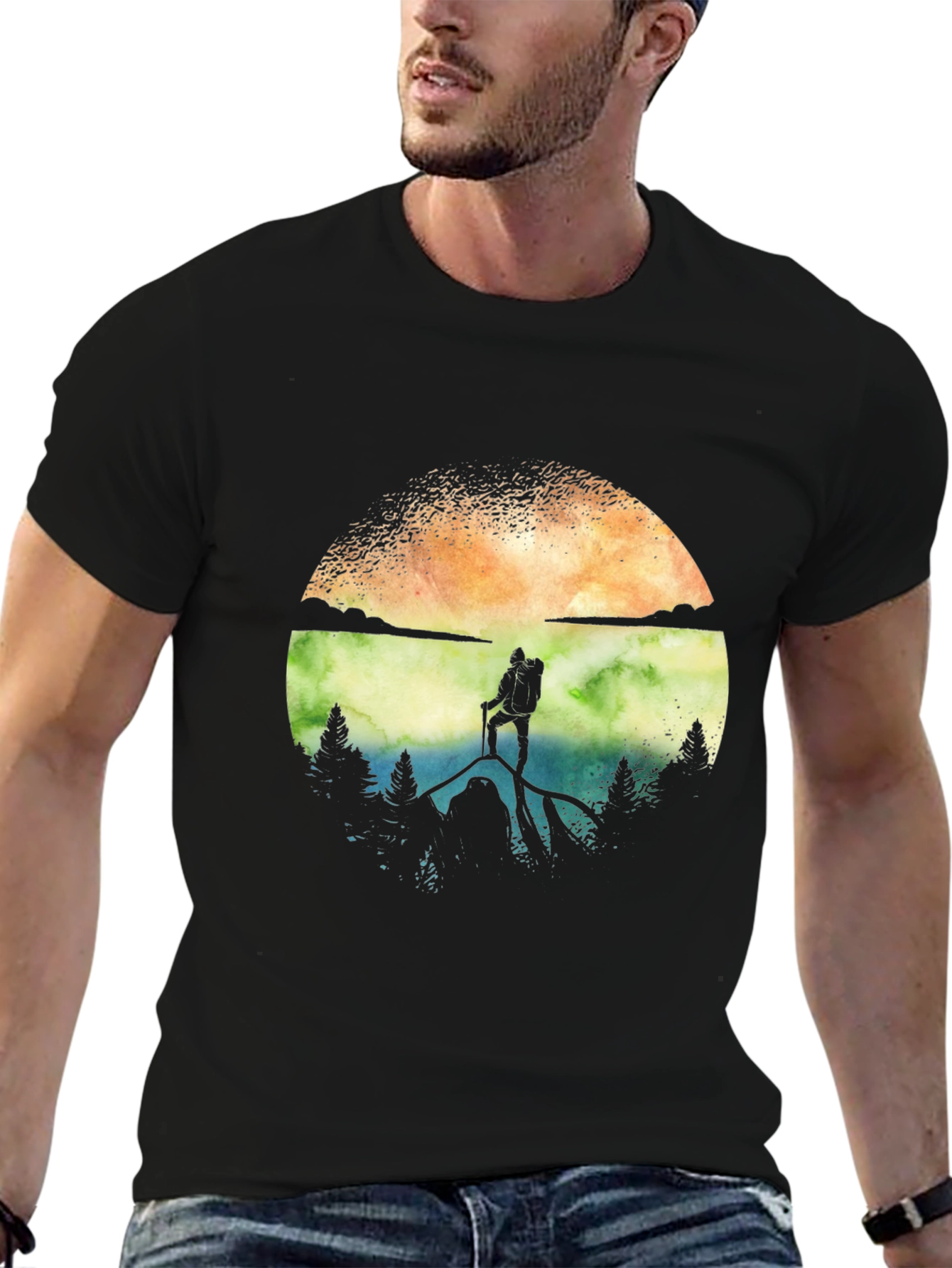 Black Mountain Hiker Graphic T-Shirt - Adventure Awaits! view 6