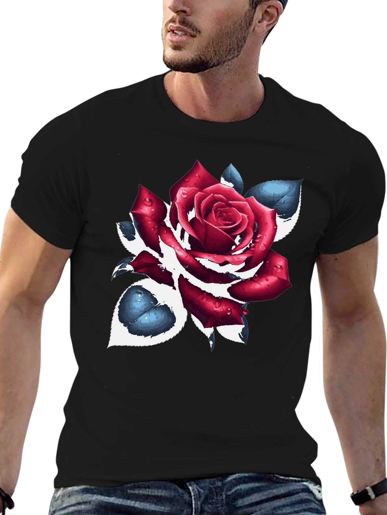 Black Rose Graphic Black T-Shirt view 6