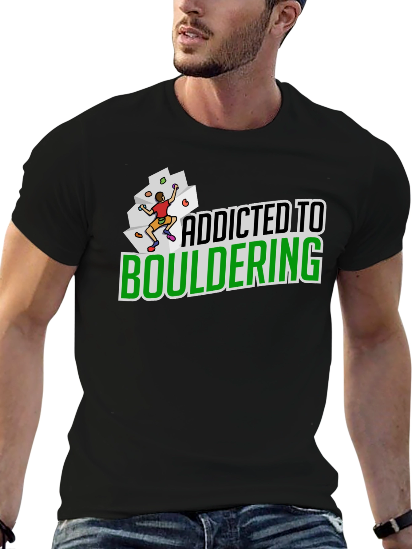 Black Addicted to Bouldering Black Graphic Tee view 6