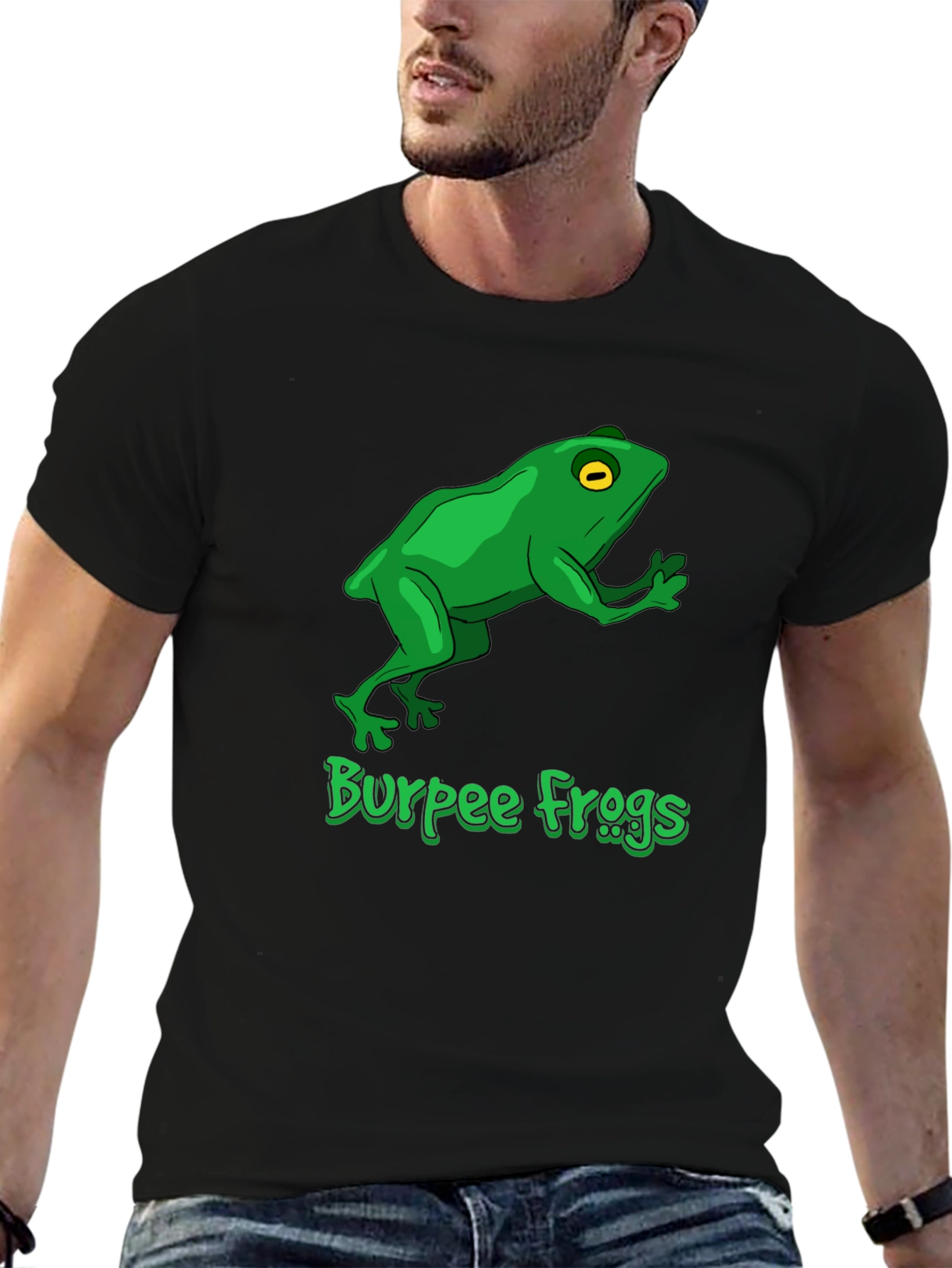 Black Burpee Frogs Graphic Tee - Black Cotton T-Shirt view 6