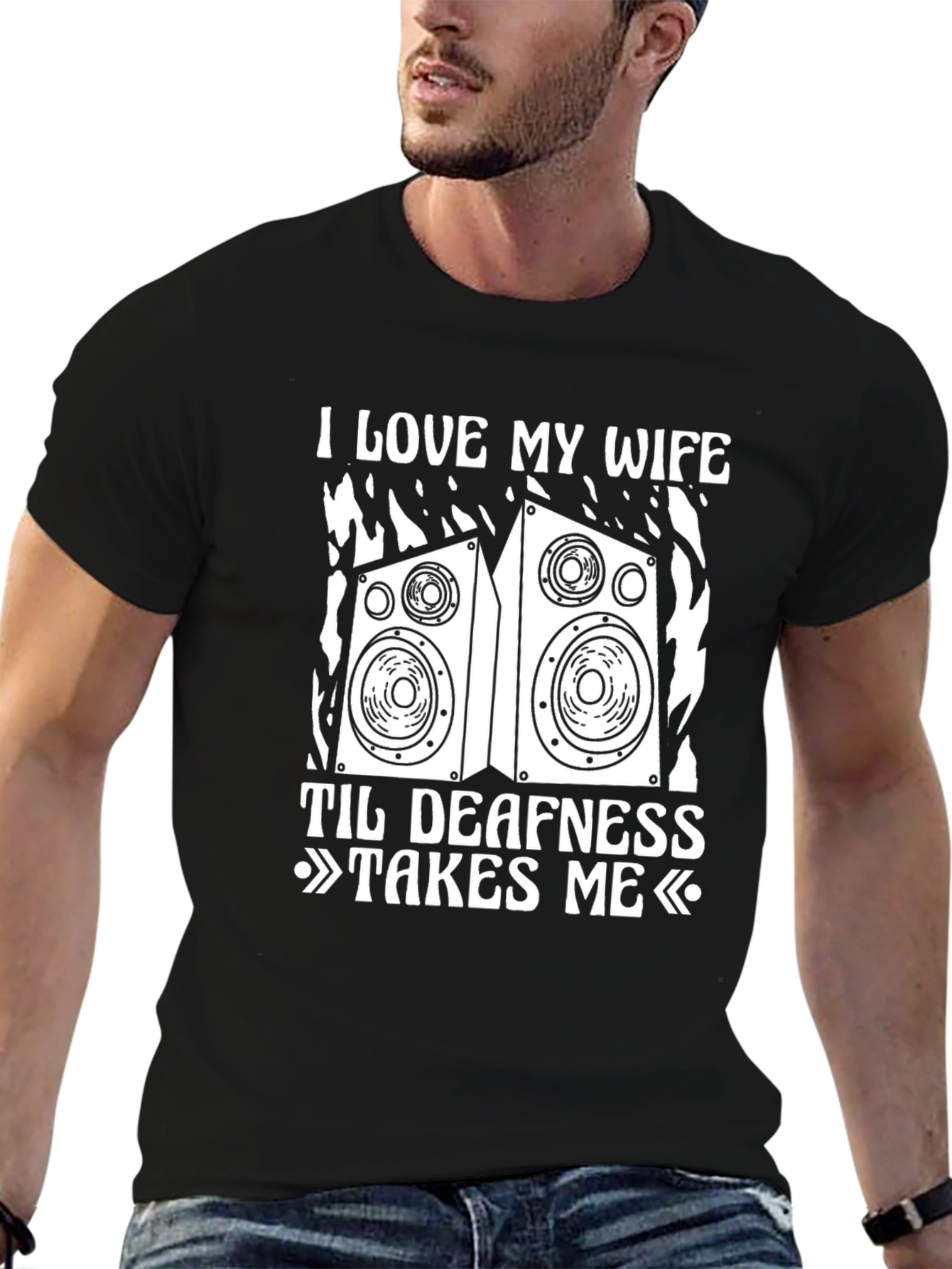 Black I Love My Wife T-Shirt, Loud Music Tee view 6