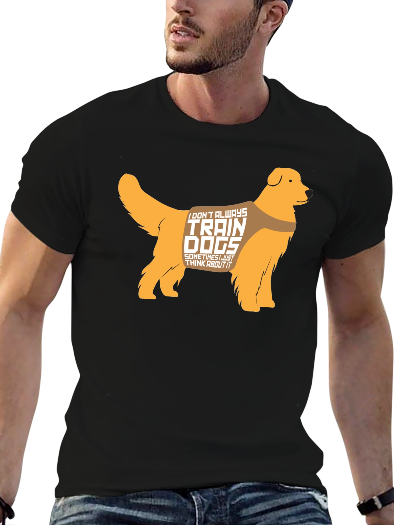 Black Dog Trainer T-Shirt - Golden Retriever Design view 6