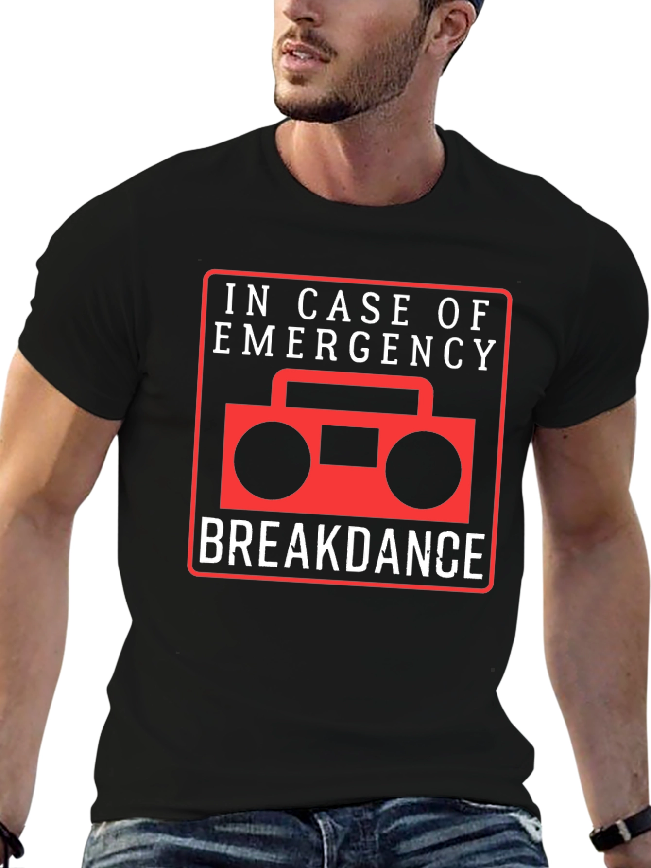 Black Breakdance Emergency T-Shirt - Funny Music & Dance Tee view 6