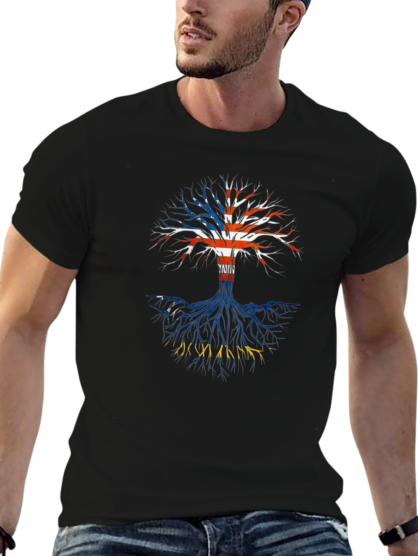 Black Patriotic Tree Graphic Tee view 6