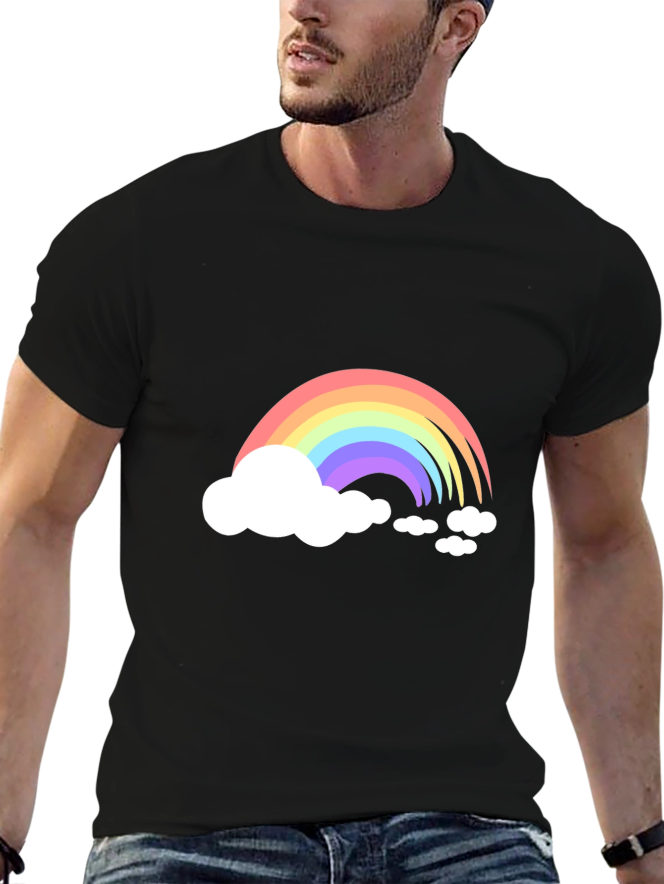 Black Rainbow Cloud Graphic Tee - Black Cotton Blend view 6