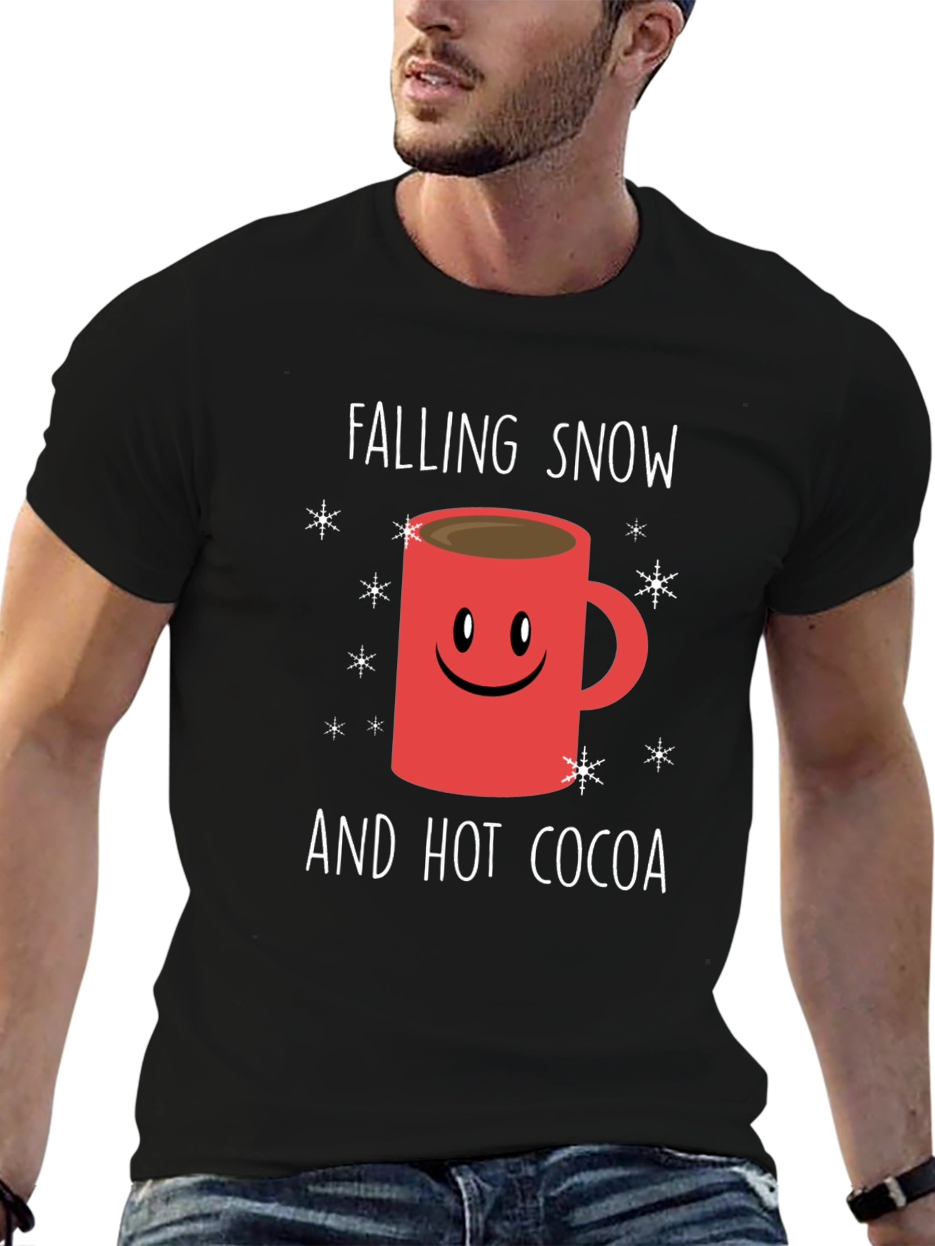 Black Falling Snow and Hot Cocoa Graphic Tee view 6