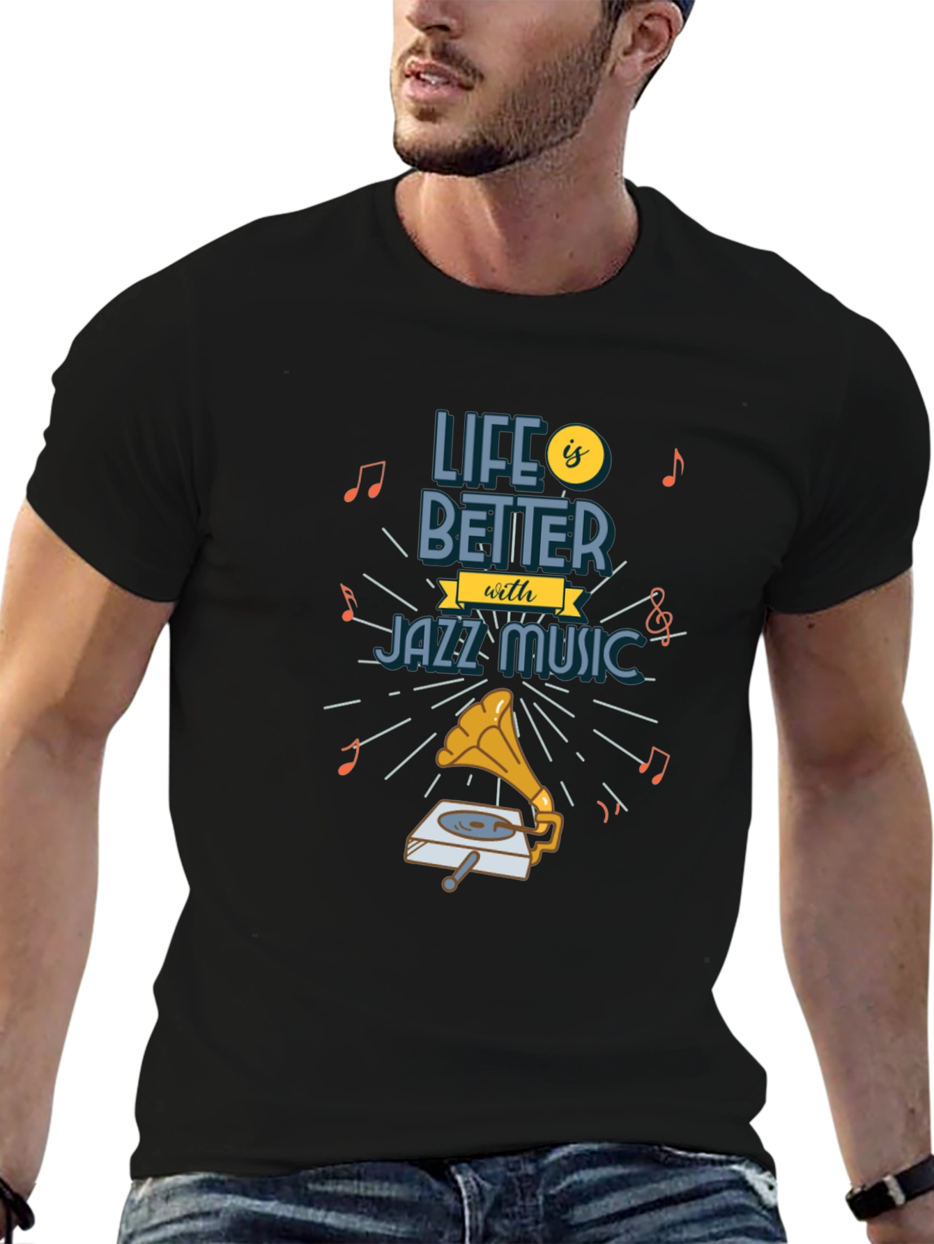 Black Life is Better With Jazz Music Graphic T-Shirt view 6