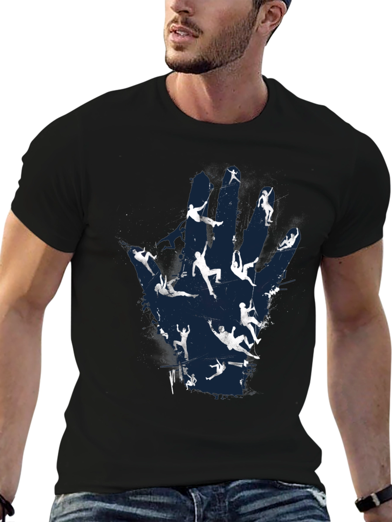 Black Climber's Hand T-Shirt - Rock Climbing Tee view 6