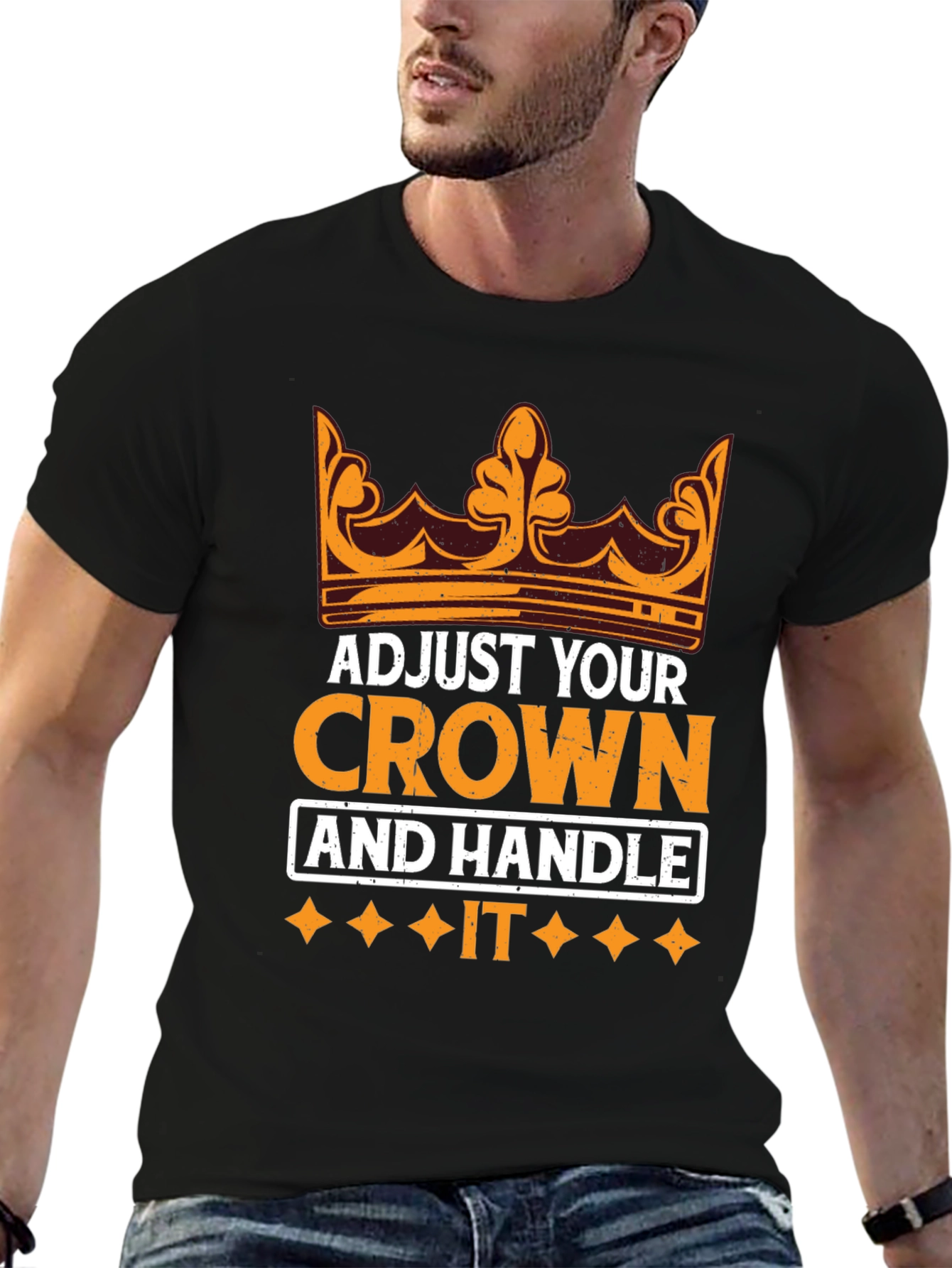 Black Adjust Your Crown Motivational T-Shirt view 6