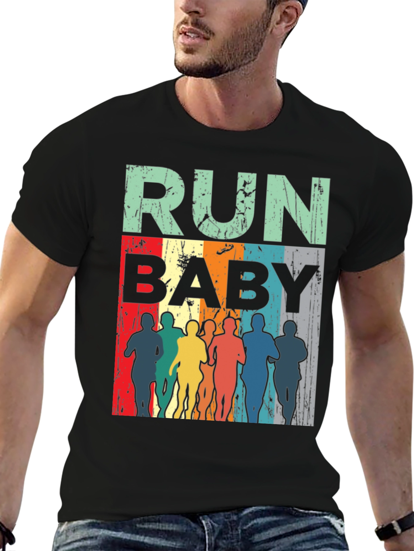Black Run Baby Vintage Graphic Tee - Unisex view 6