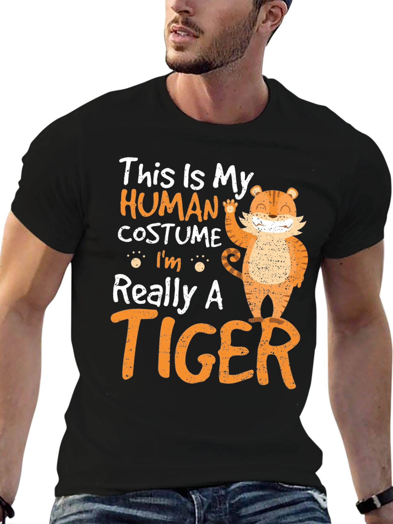 Black Human Costume Tiger T-Shirt view 6