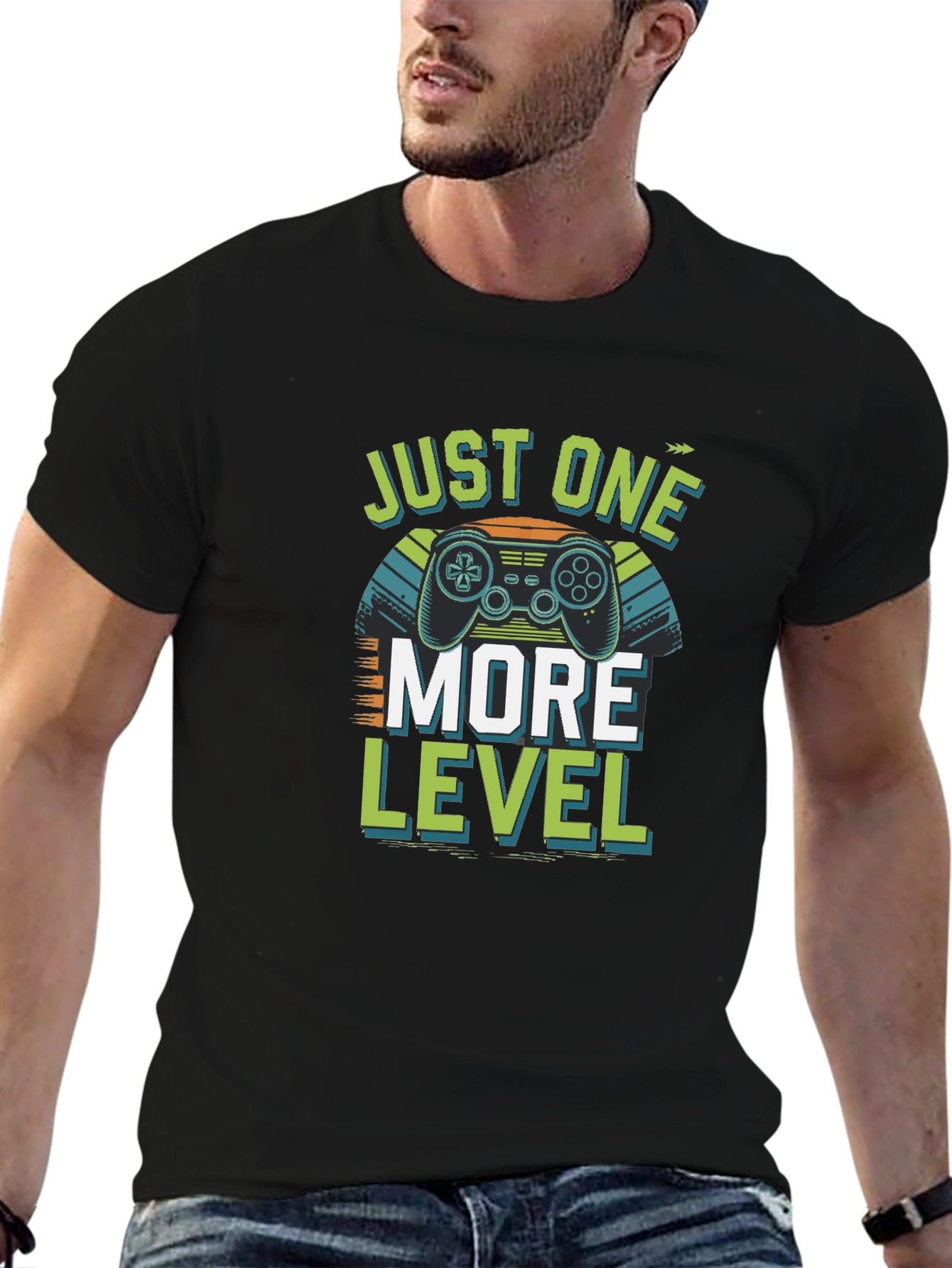 Black Just One More Level Gamer T-Shirt - Black Cotton view 6