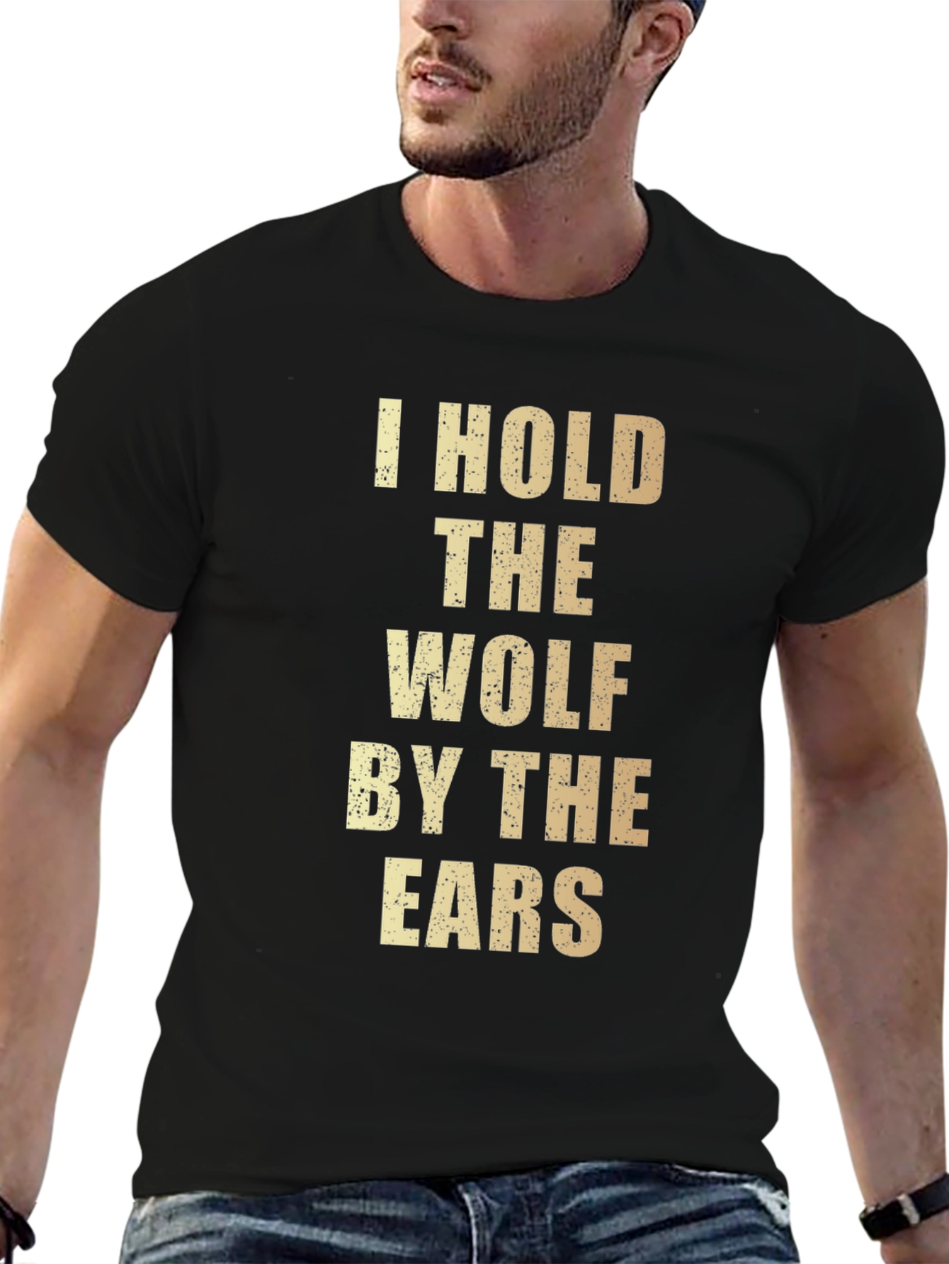 Black I Hold The Wolf By The Ears Graphic T-Shirt view 6