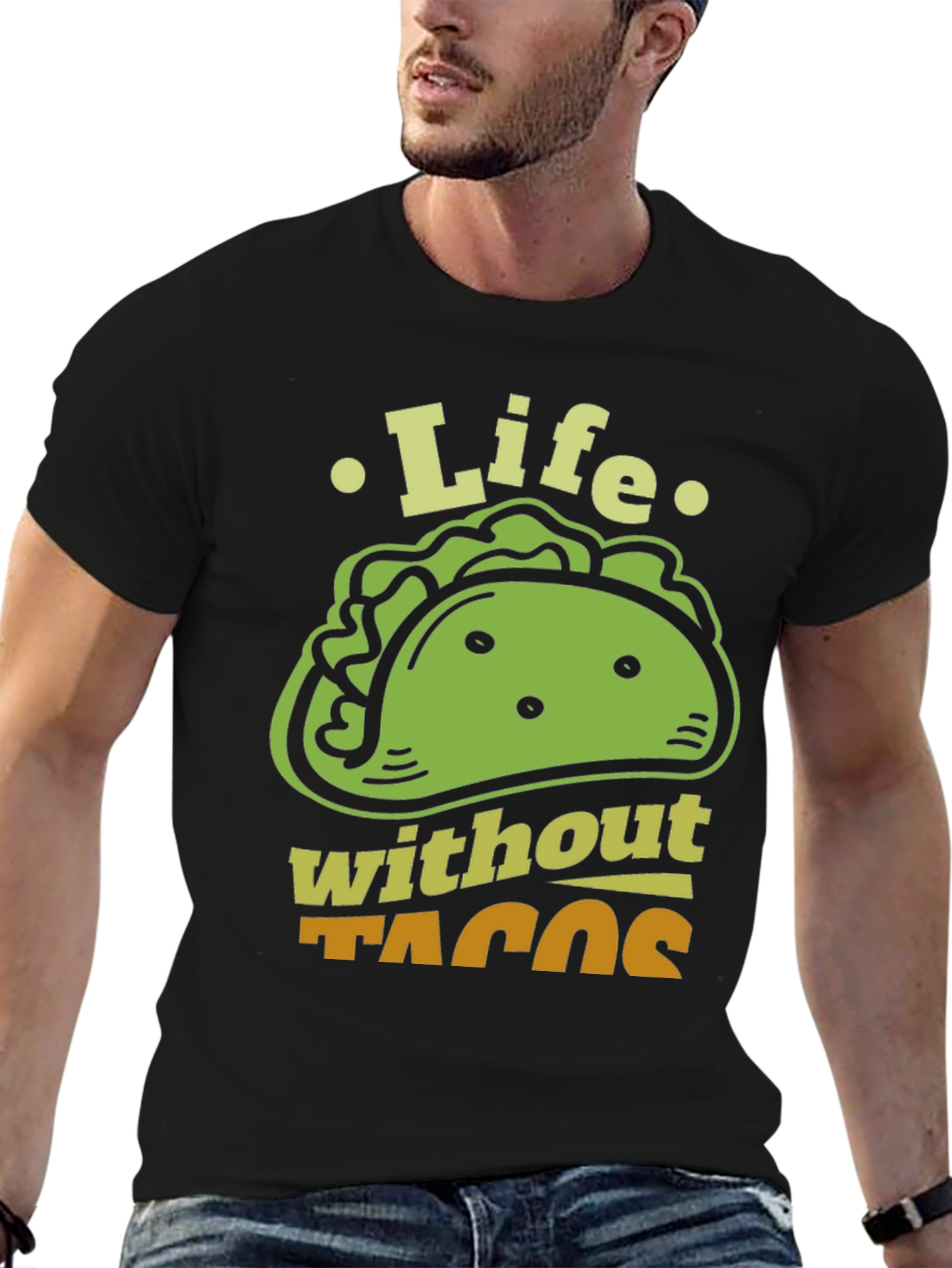 Black Life Without Tacos Funny Graphic T-Shirt view 6