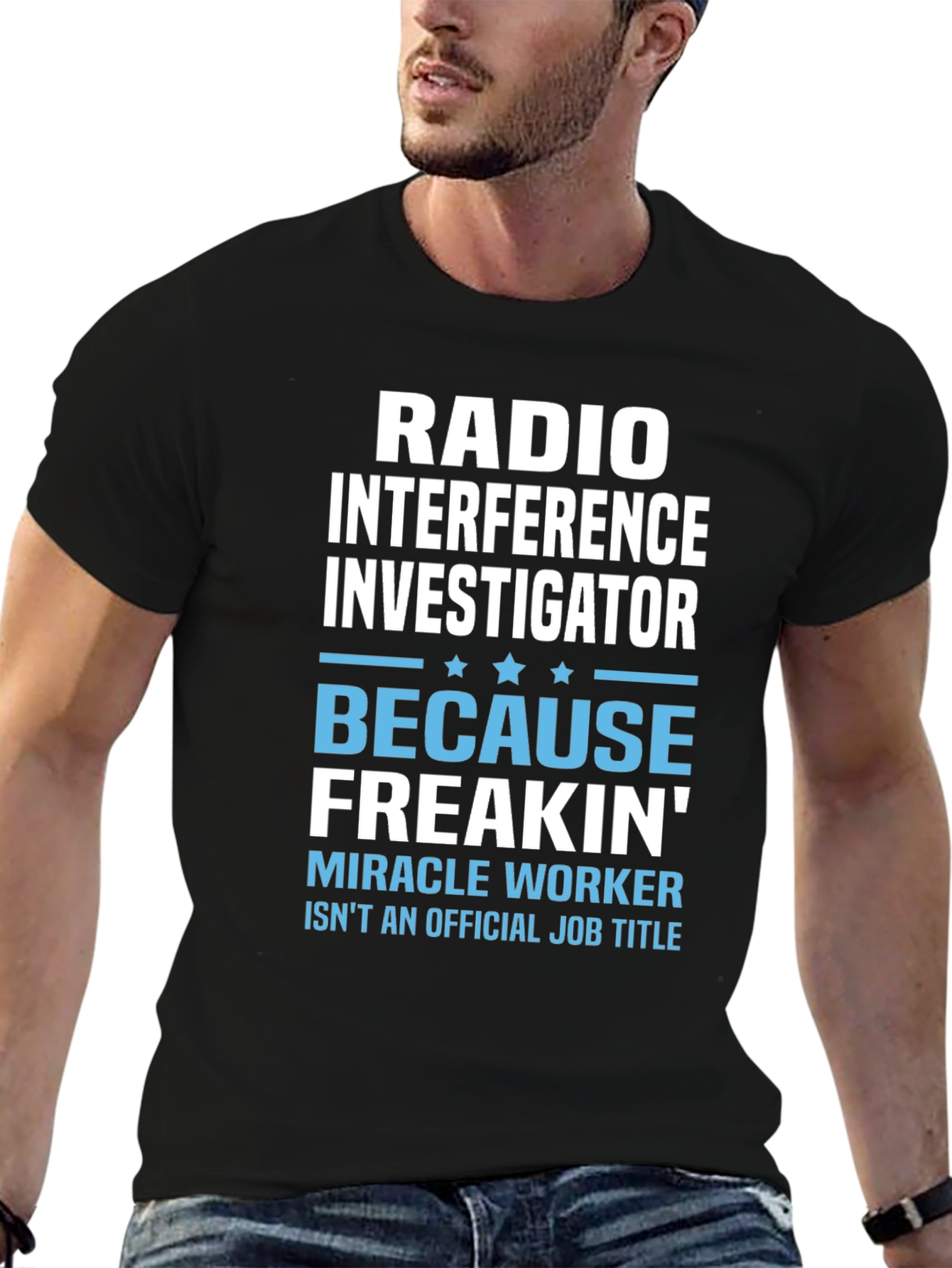 Black Radio Interference Investigator T-Shirt view 6