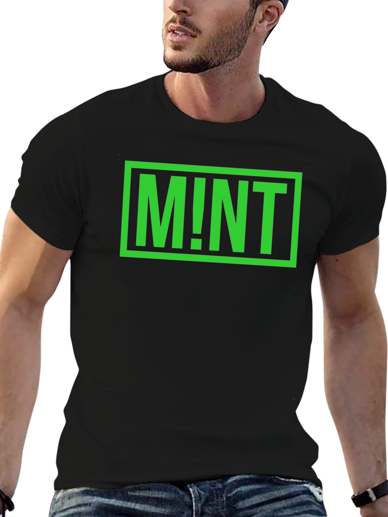Black Mint Graphic Print Black Cotton T-Shirt view 6