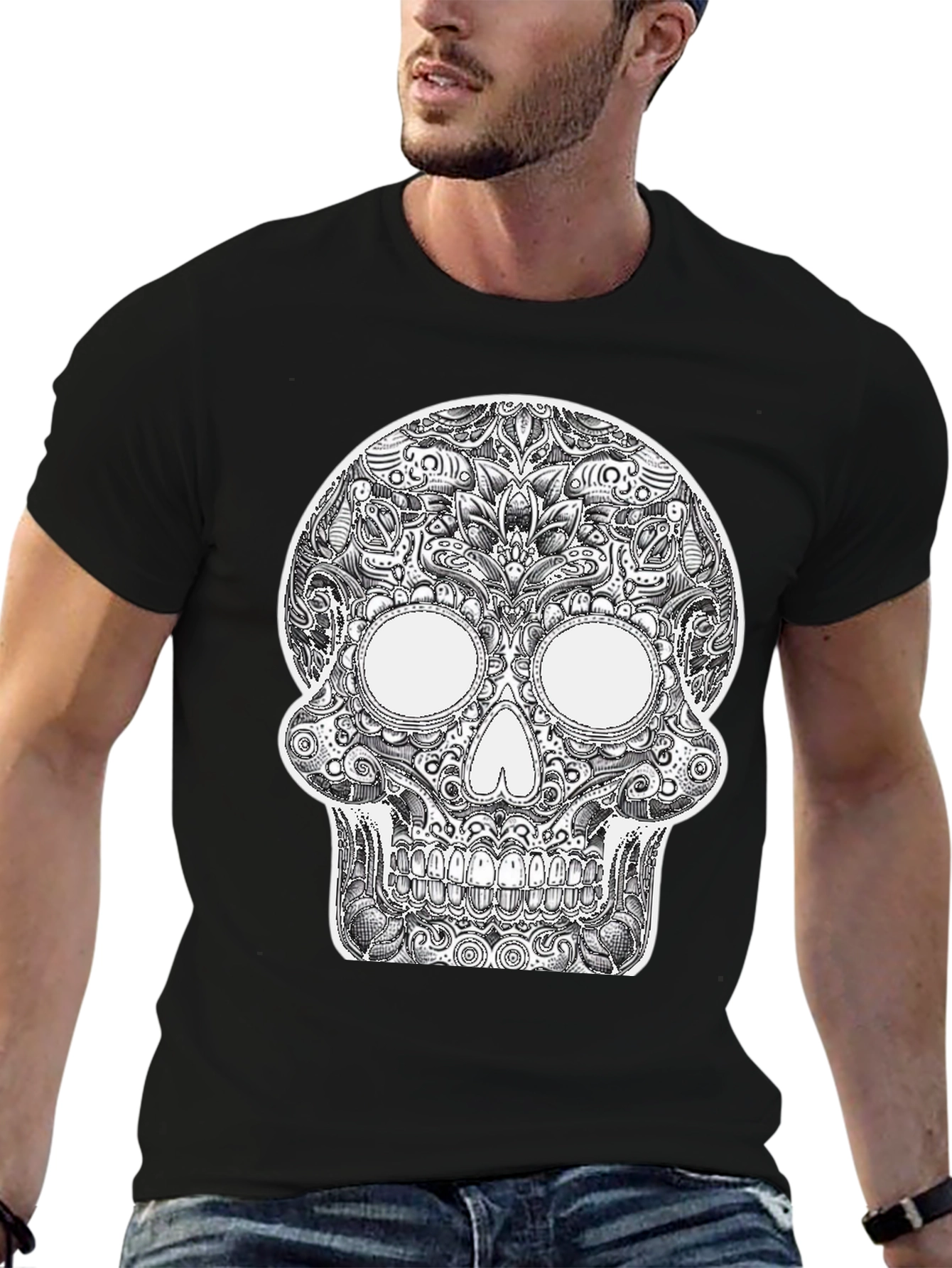 Sugar Skull Graphic Black T-Shirt - 6