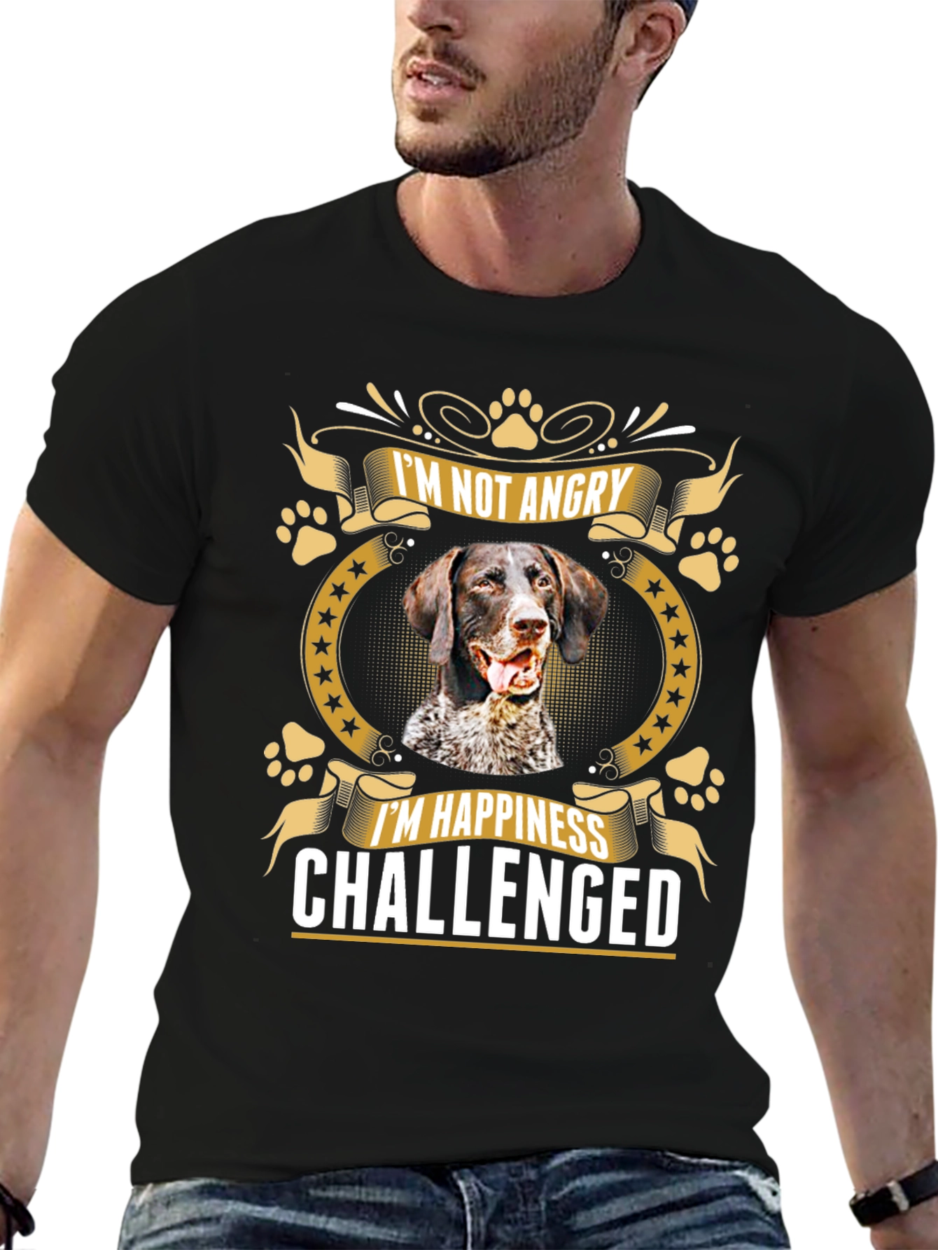 Black I'm Not Angry Dog T-Shirt view 6