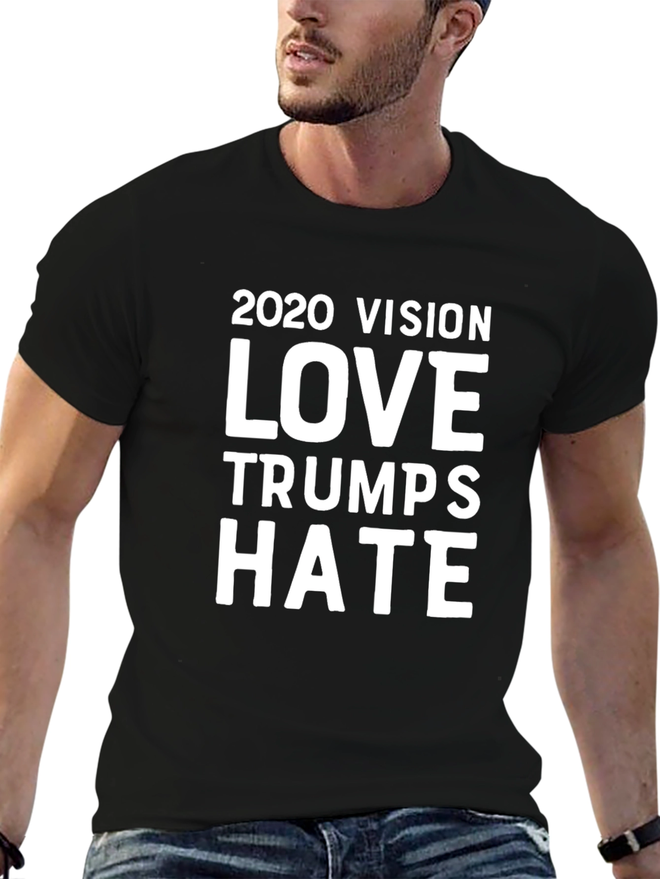 Black 2020 Vision: Love Trumps Hate T-Shirt view 6