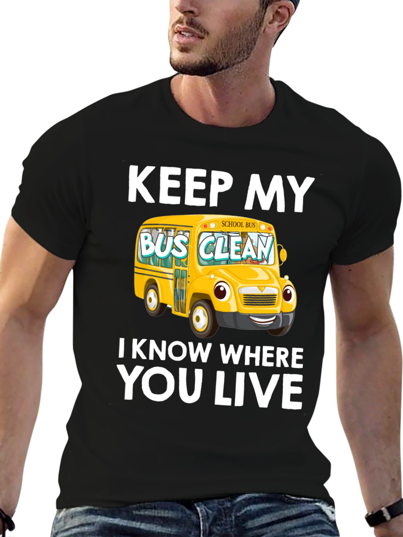 Black Keep My Bus Clean T-Shirt view 6