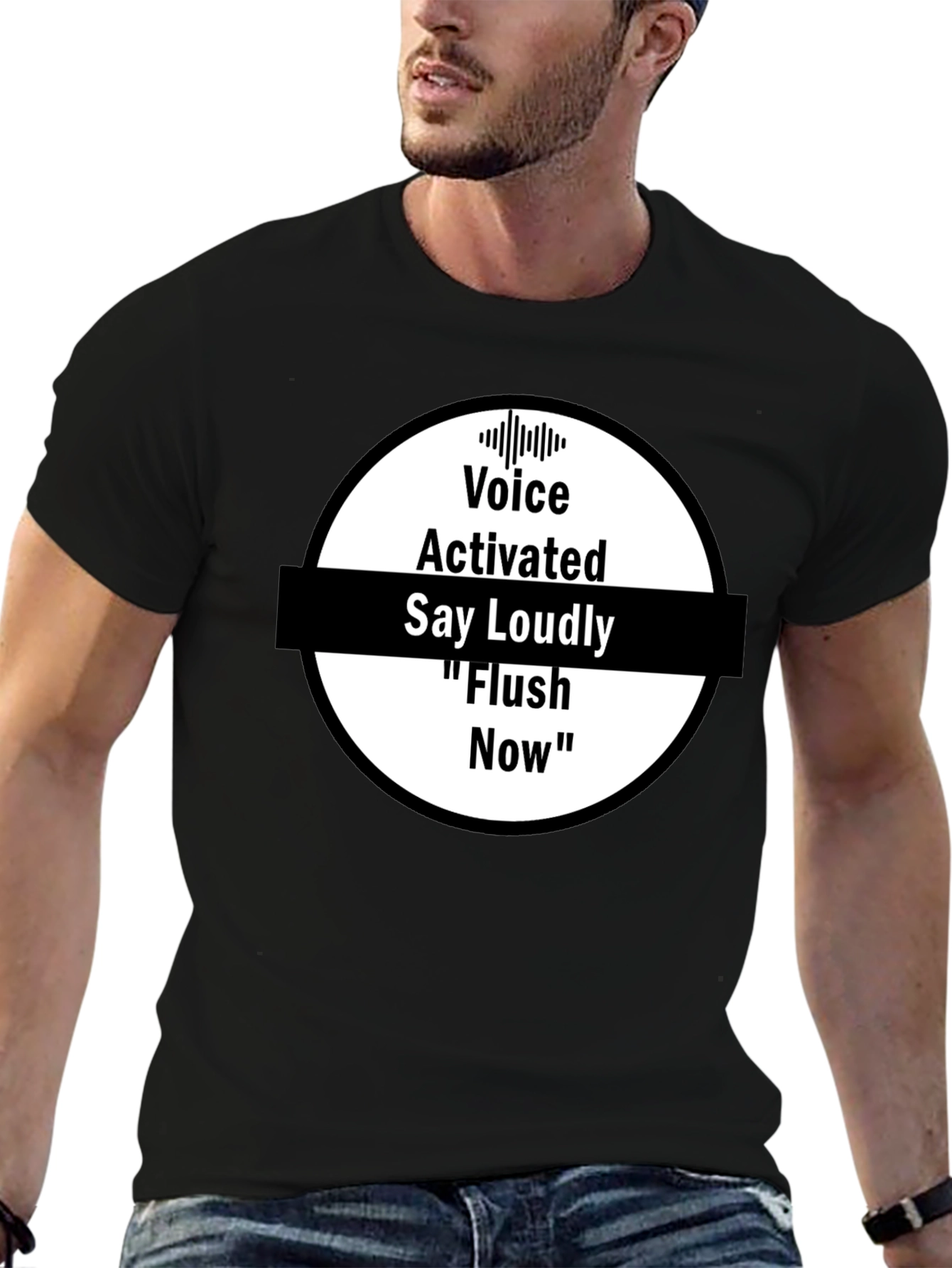 Black Voice Activated Flush Now T-Shirt - Black view 6