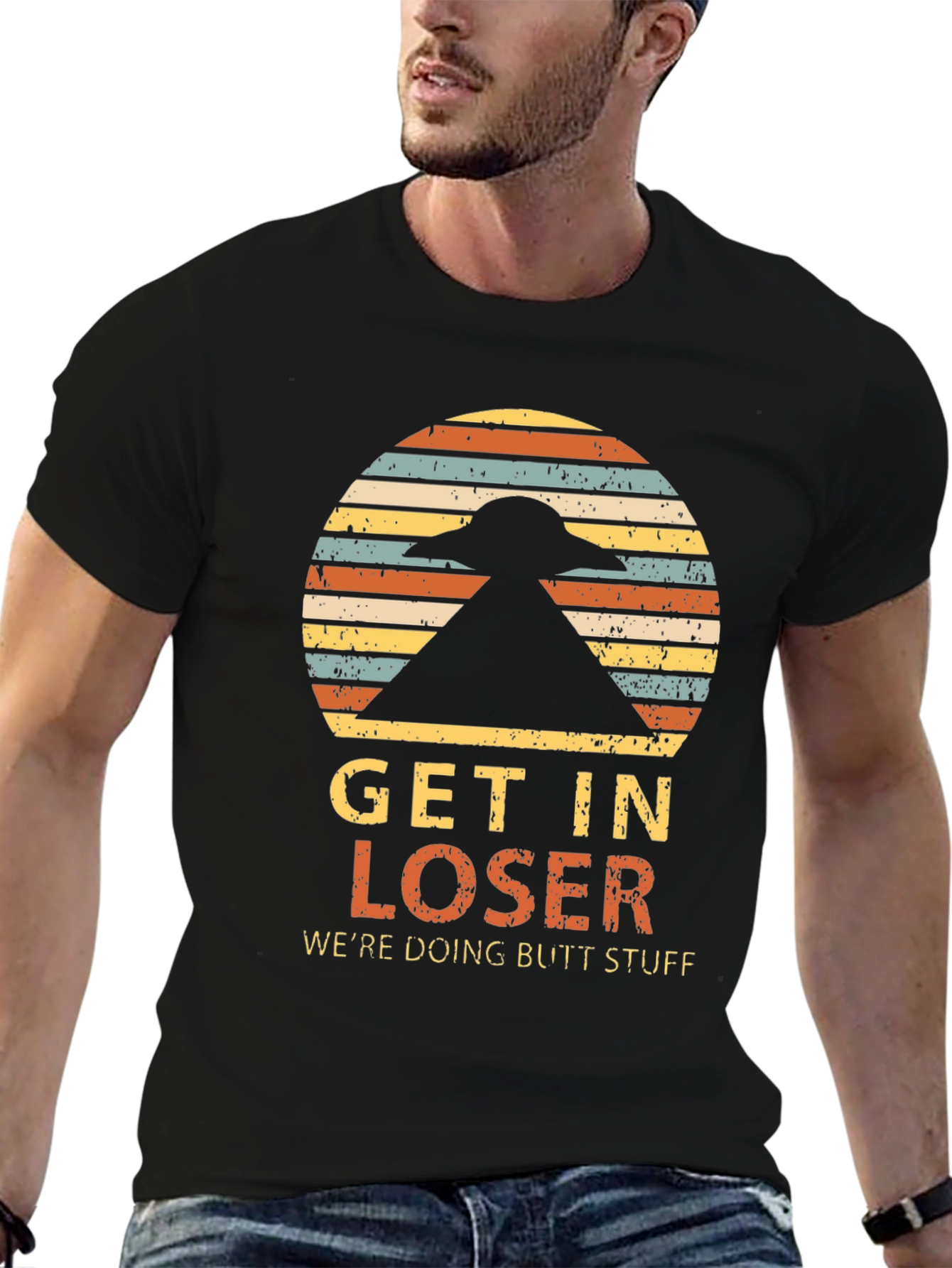 Black Get In Loser Alien T-Shirt view 6