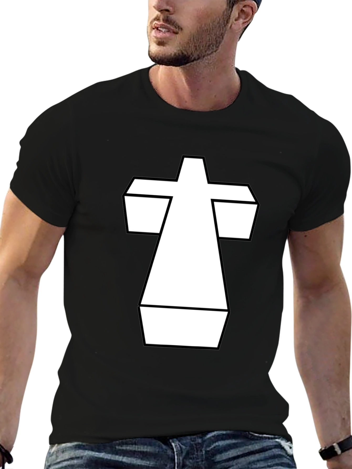 Black Abstract Graphic Black T-Shirt view 6