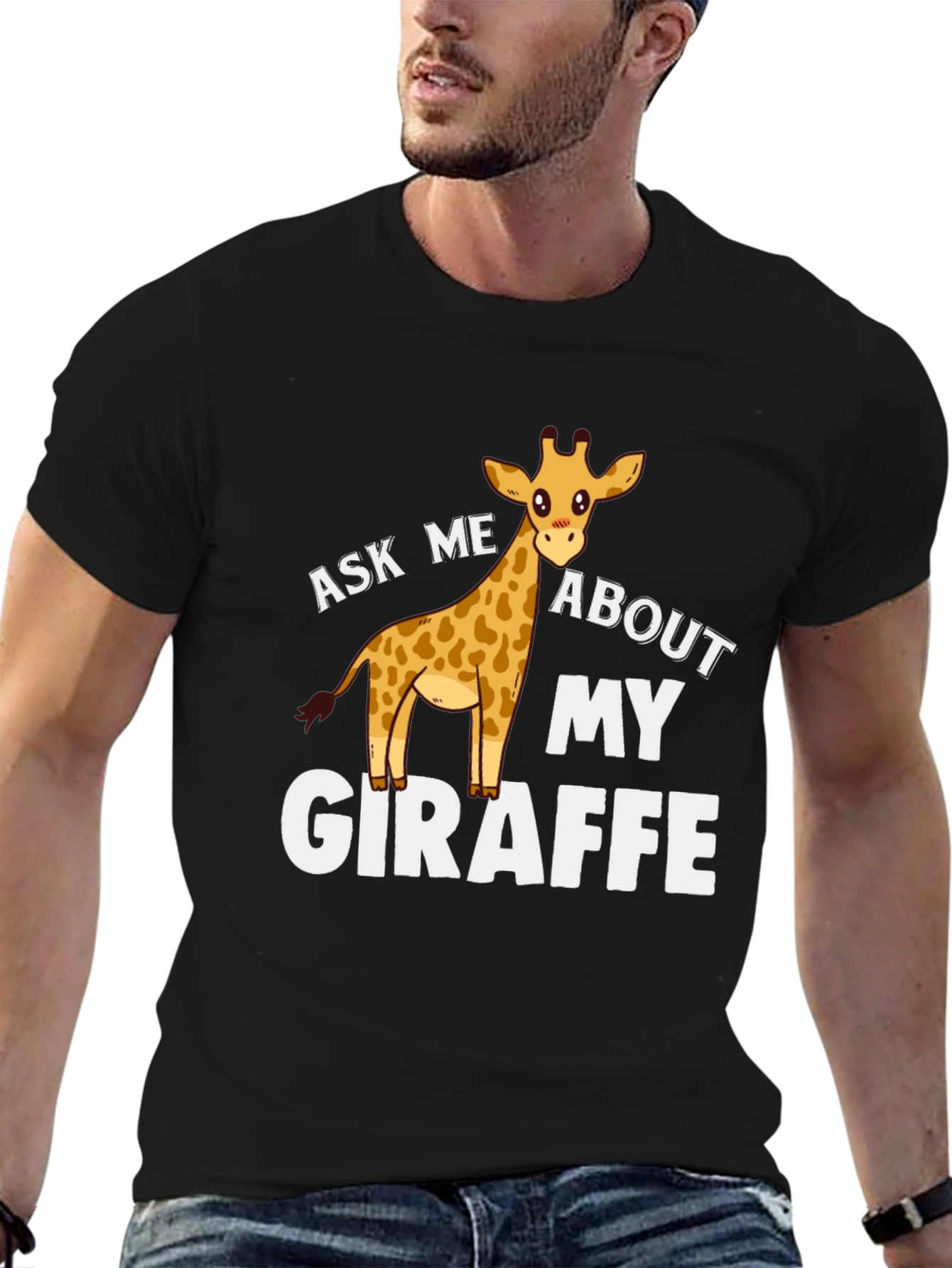 Black Ask Me About My Giraffe Graphic Tee view 6