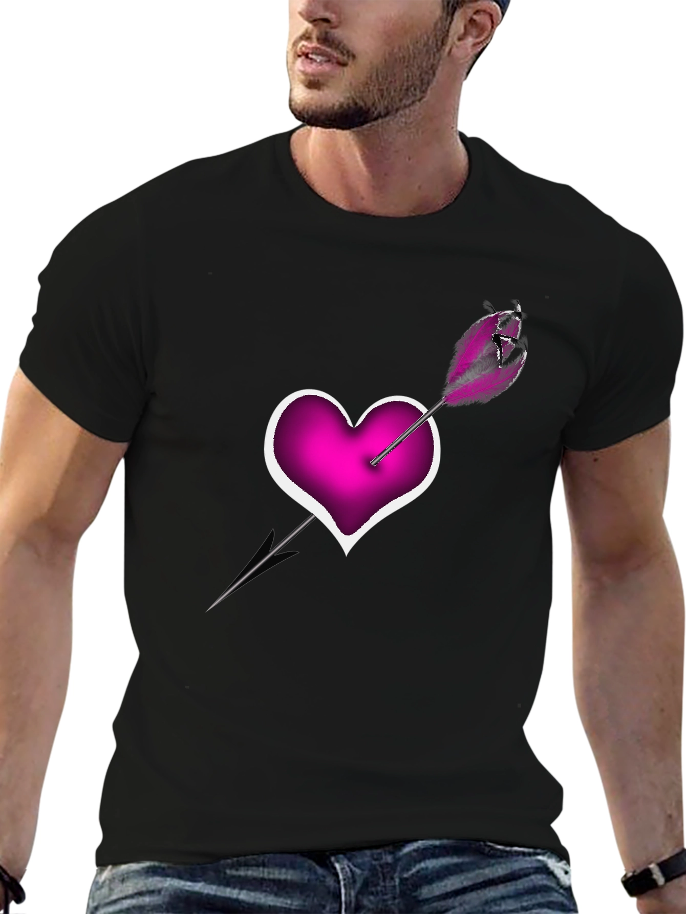 Black Heart Arrow T-Shirt - Modern Graphic Tee view 6