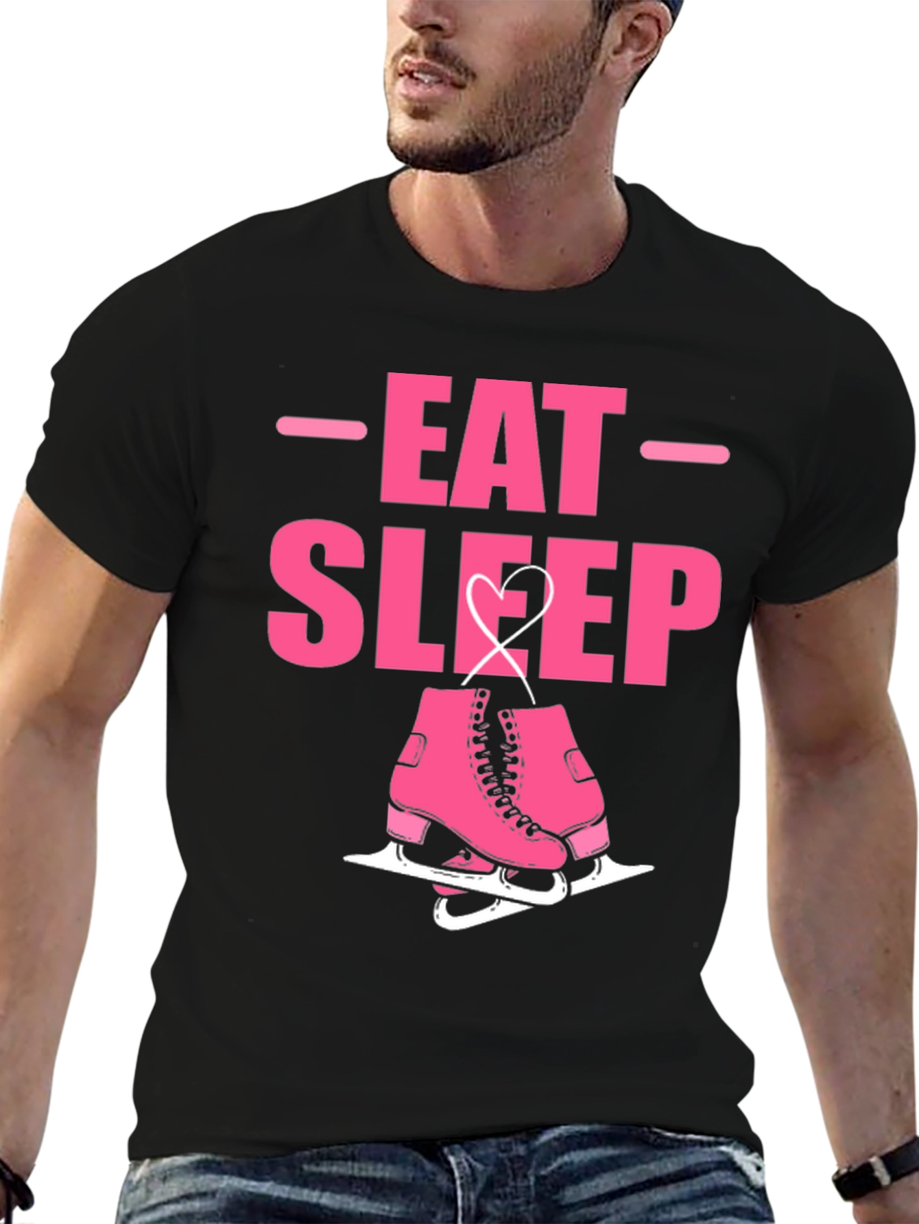 Black Eat Sleep Skate Graphic Tee - Ice Skating T-Shirt view 6