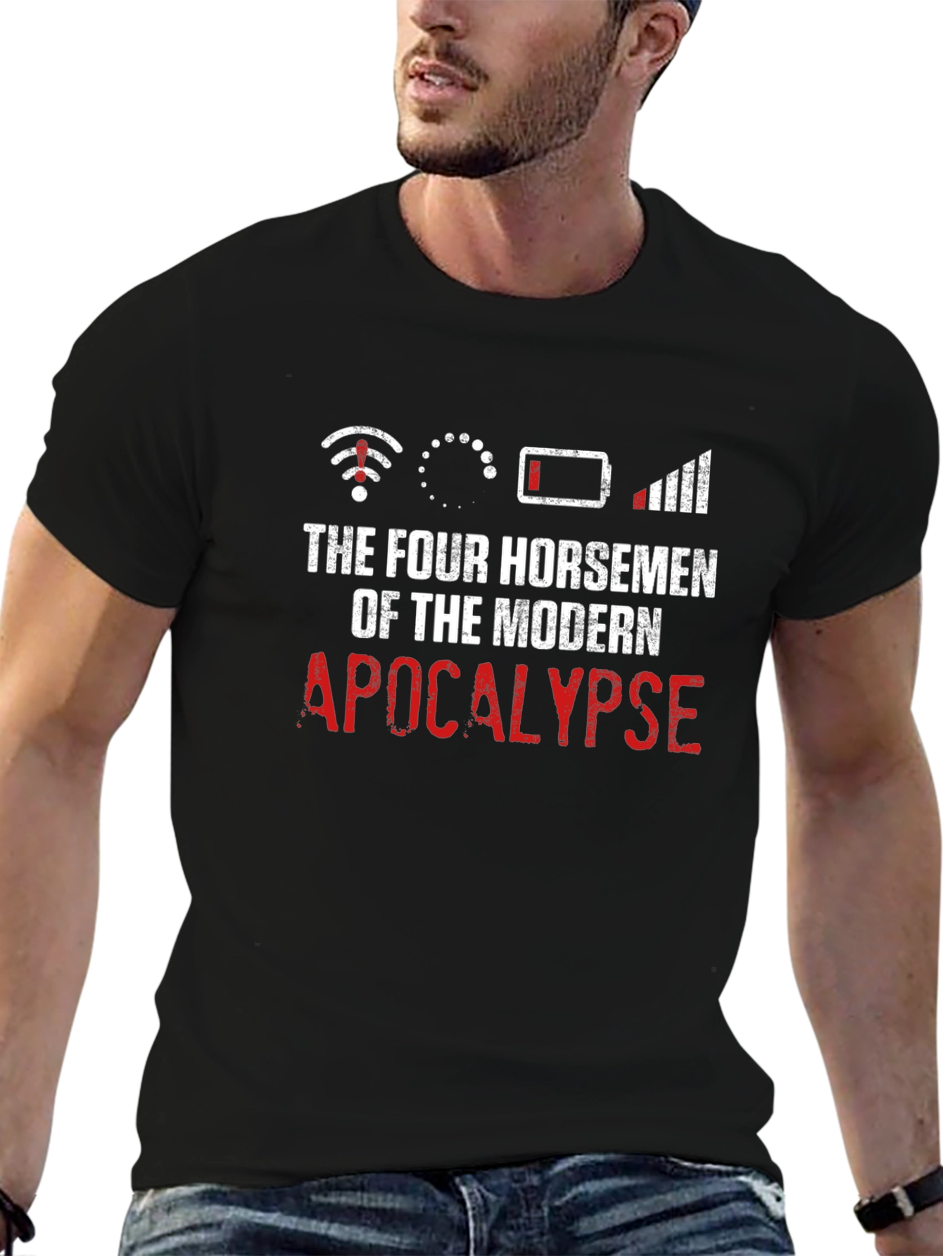 Black Modern Apocalypse T-Shirt Funny Geeky Humor Tee view 6