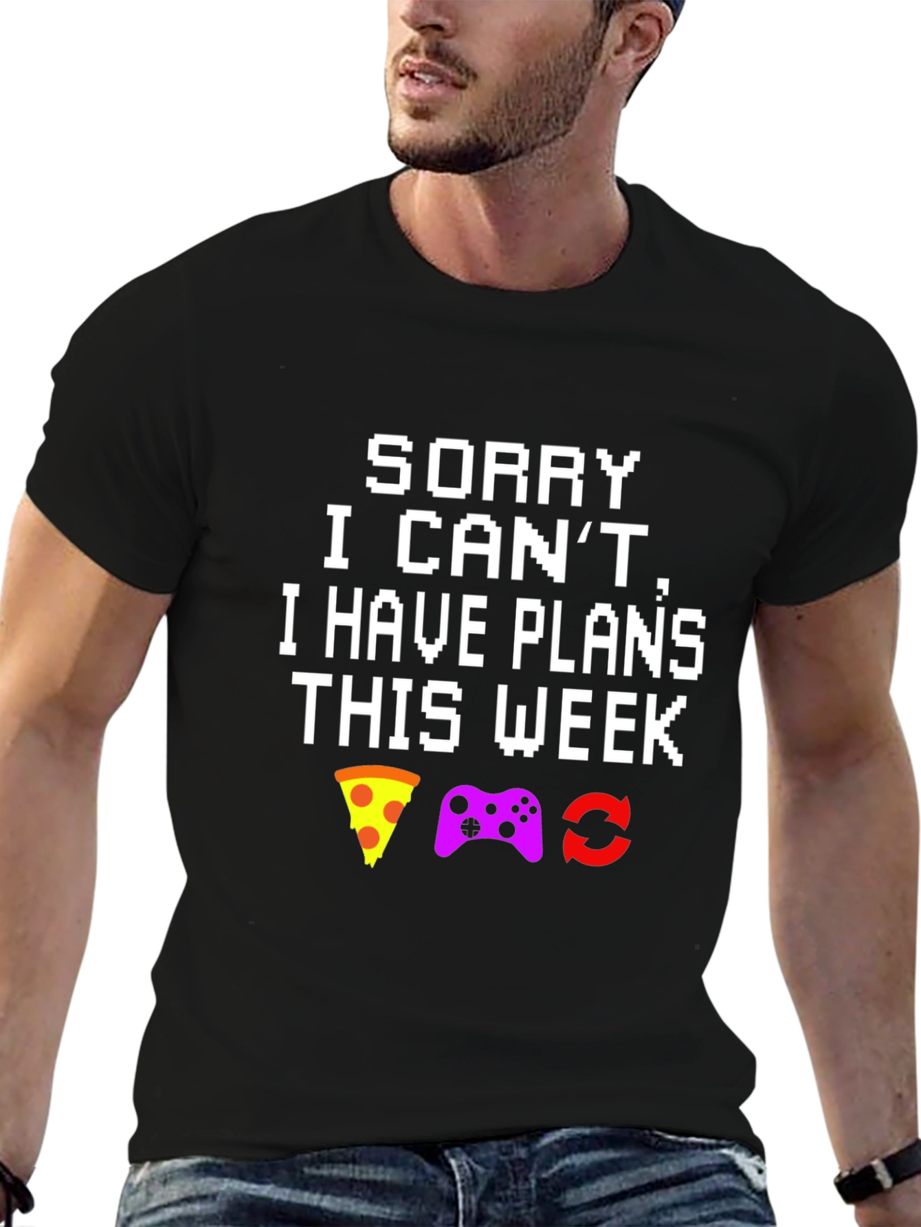 Black Gamer's "Busy" Black T-Shirt view 6