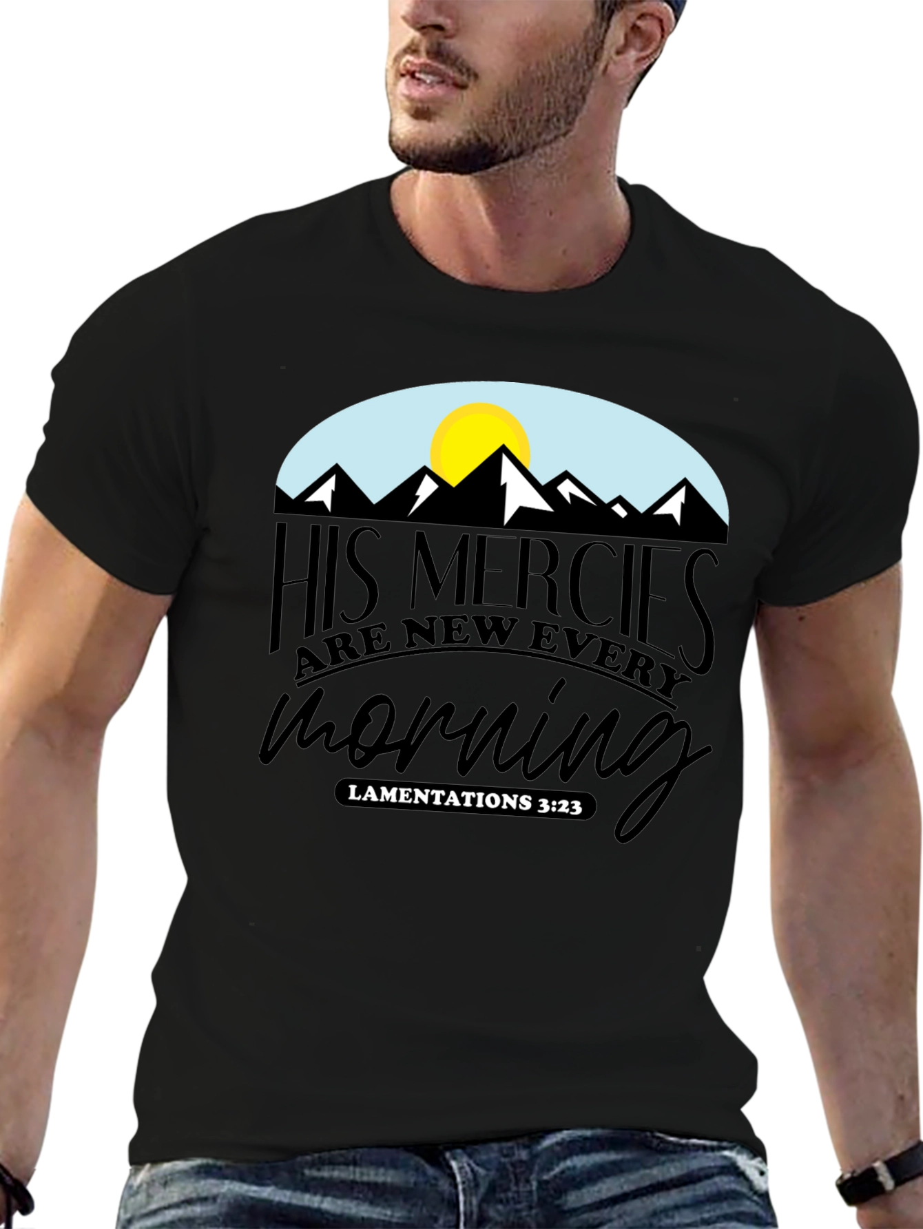 Black Faith-Based Graphic Tee - His Mercies Are New Every Morning view 6