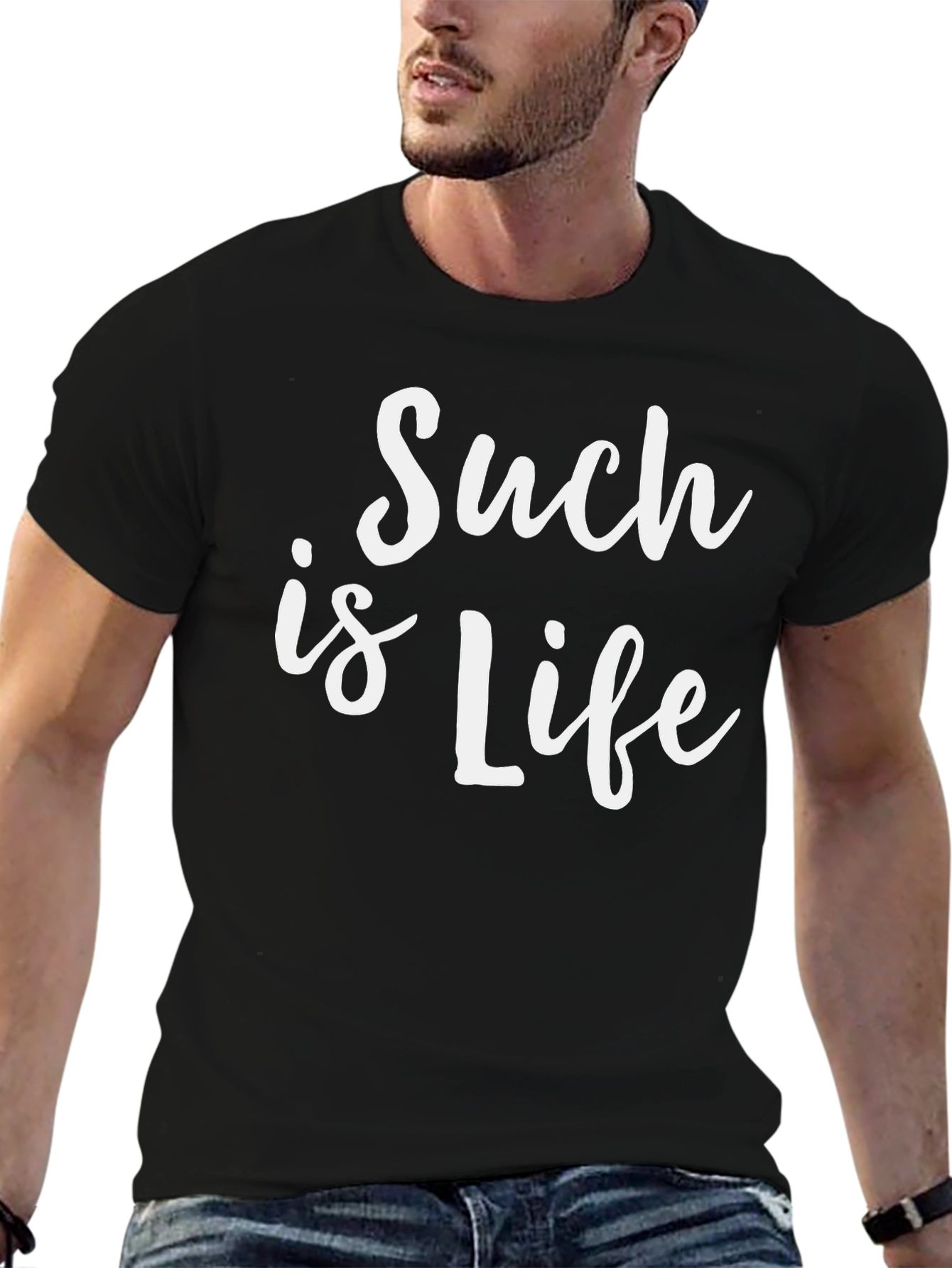 Black Such is Life Graphic Tee - Casual Black T-Shirt view 6