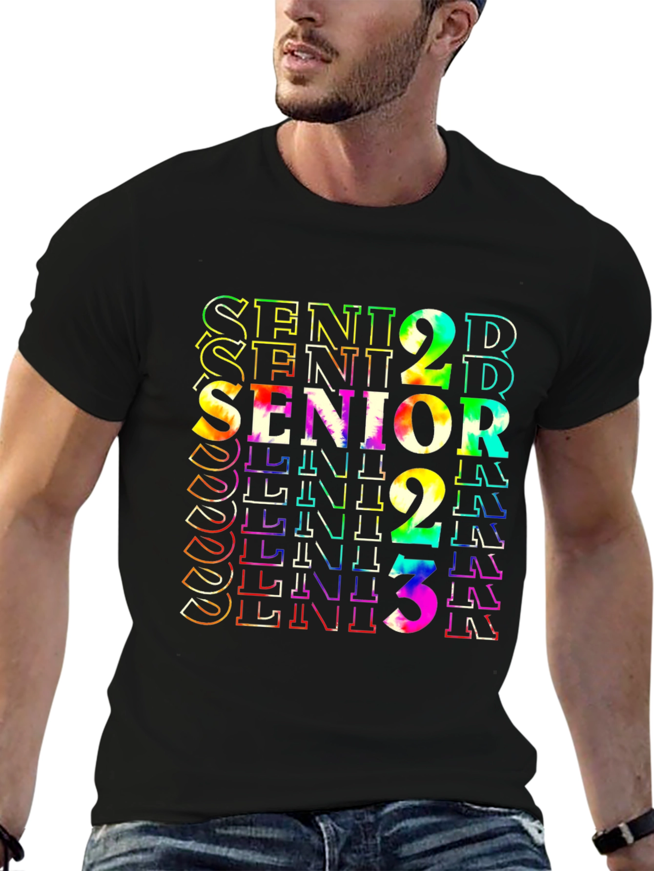 Black Senior 2023 Tie Dye Graphic Tee - Stylish Graduation Shirt view 6
