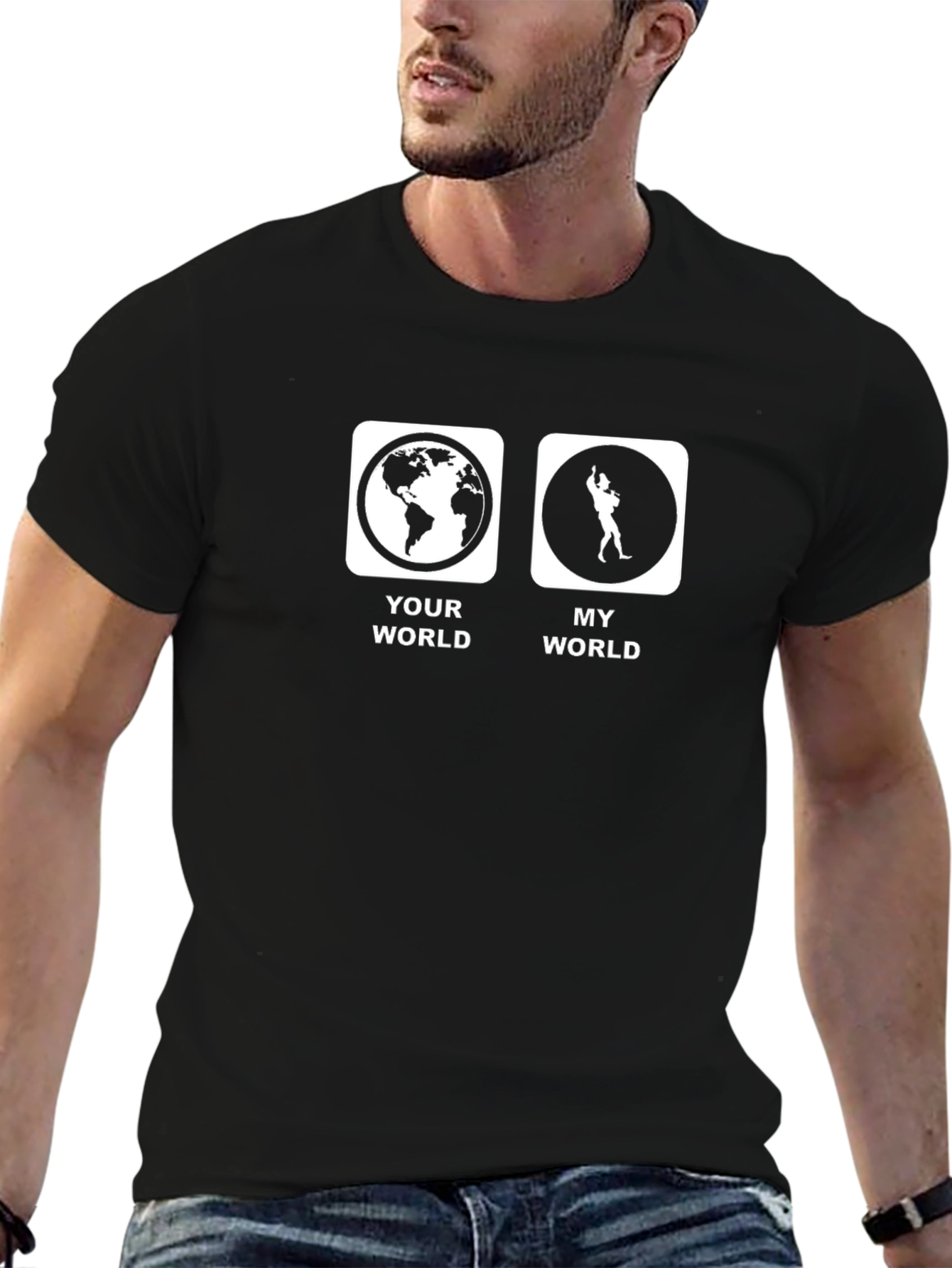 Black Your World My World Funny T-Shirt view 6