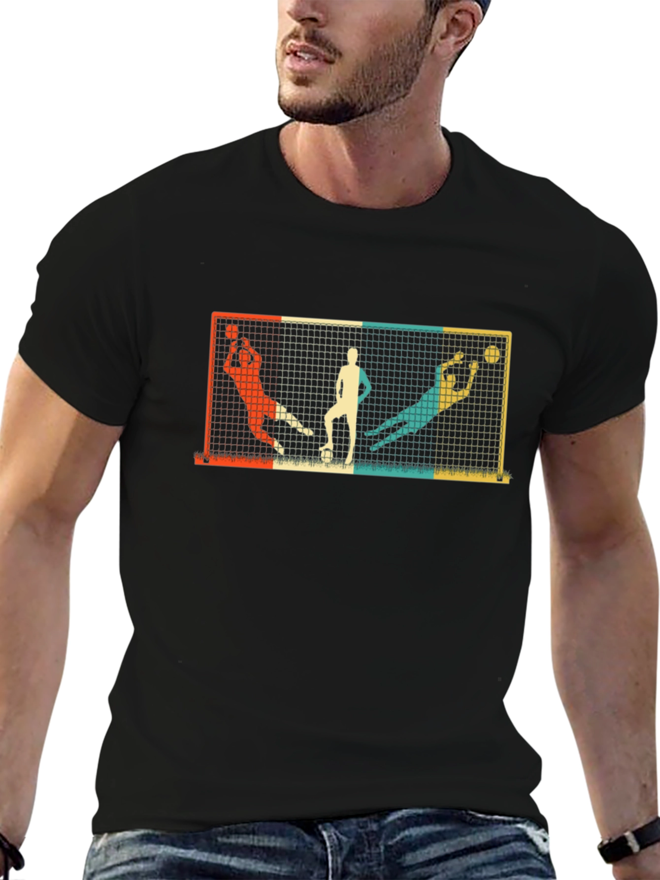Black Retro Goalie Graphic T-Shirt view 6