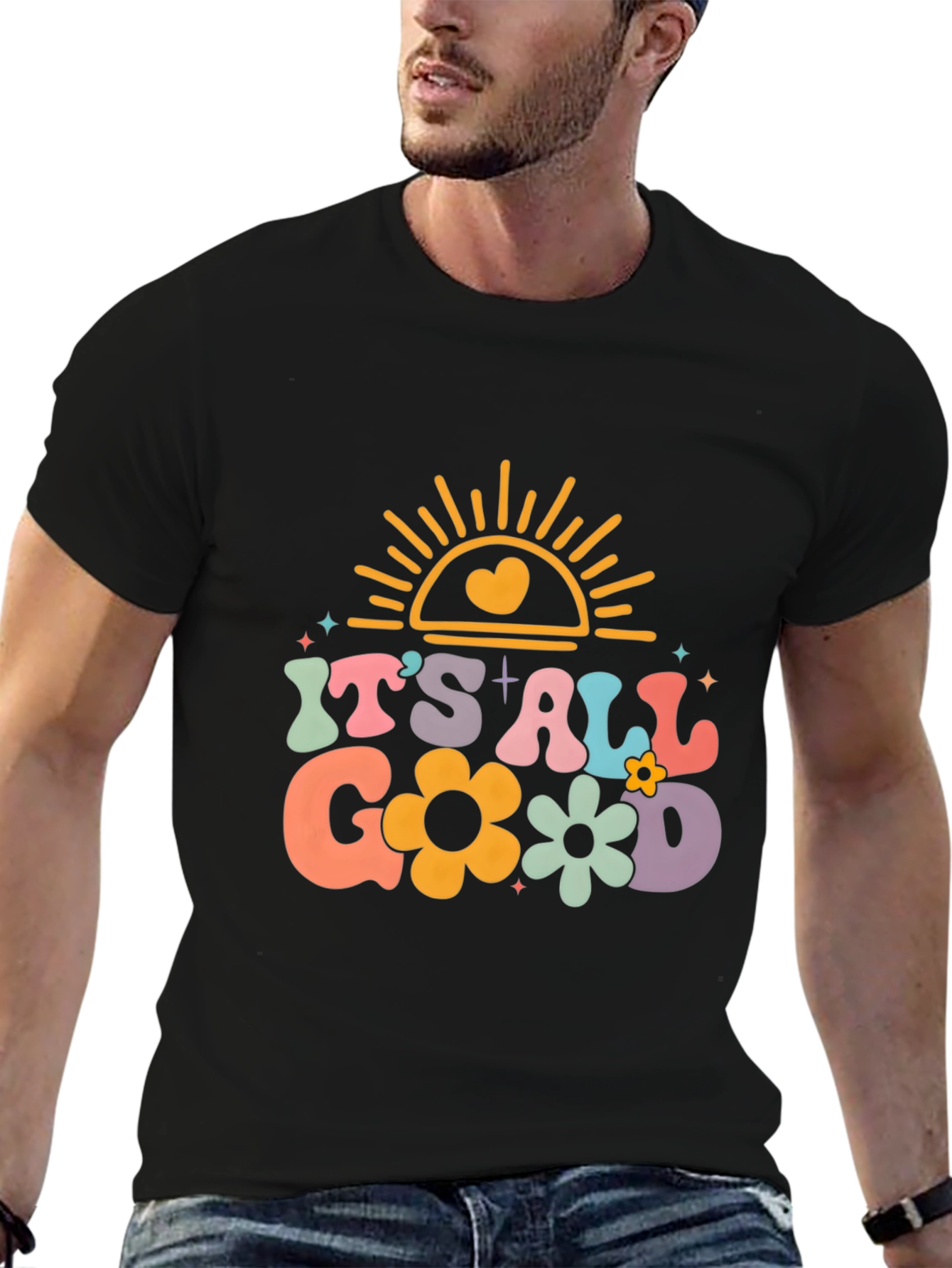 Black It's All Good Graphic Tee - Retro Style view 6