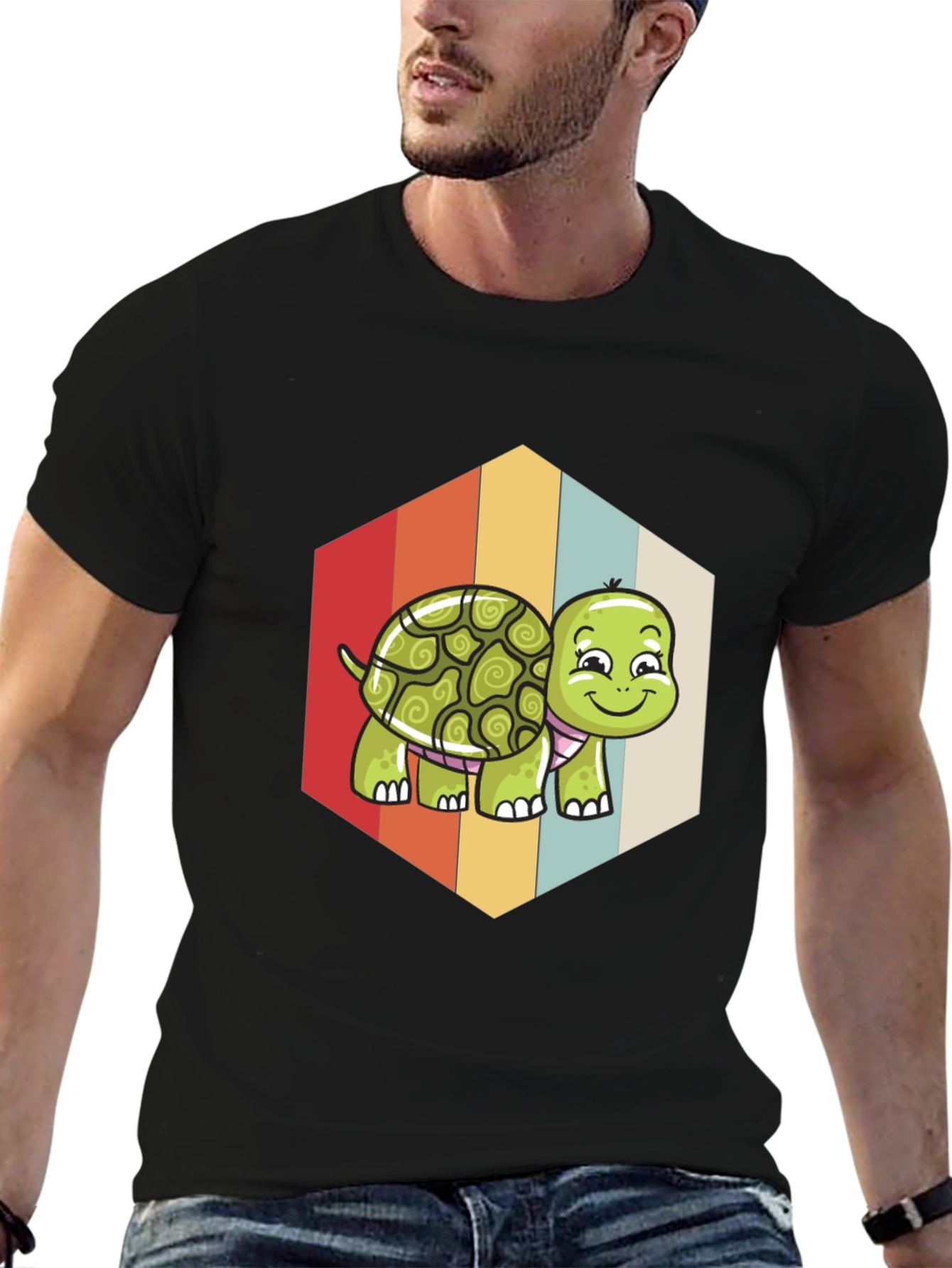 Black Retro Turtle T-Shirt - Cute Graphic Tee view 6