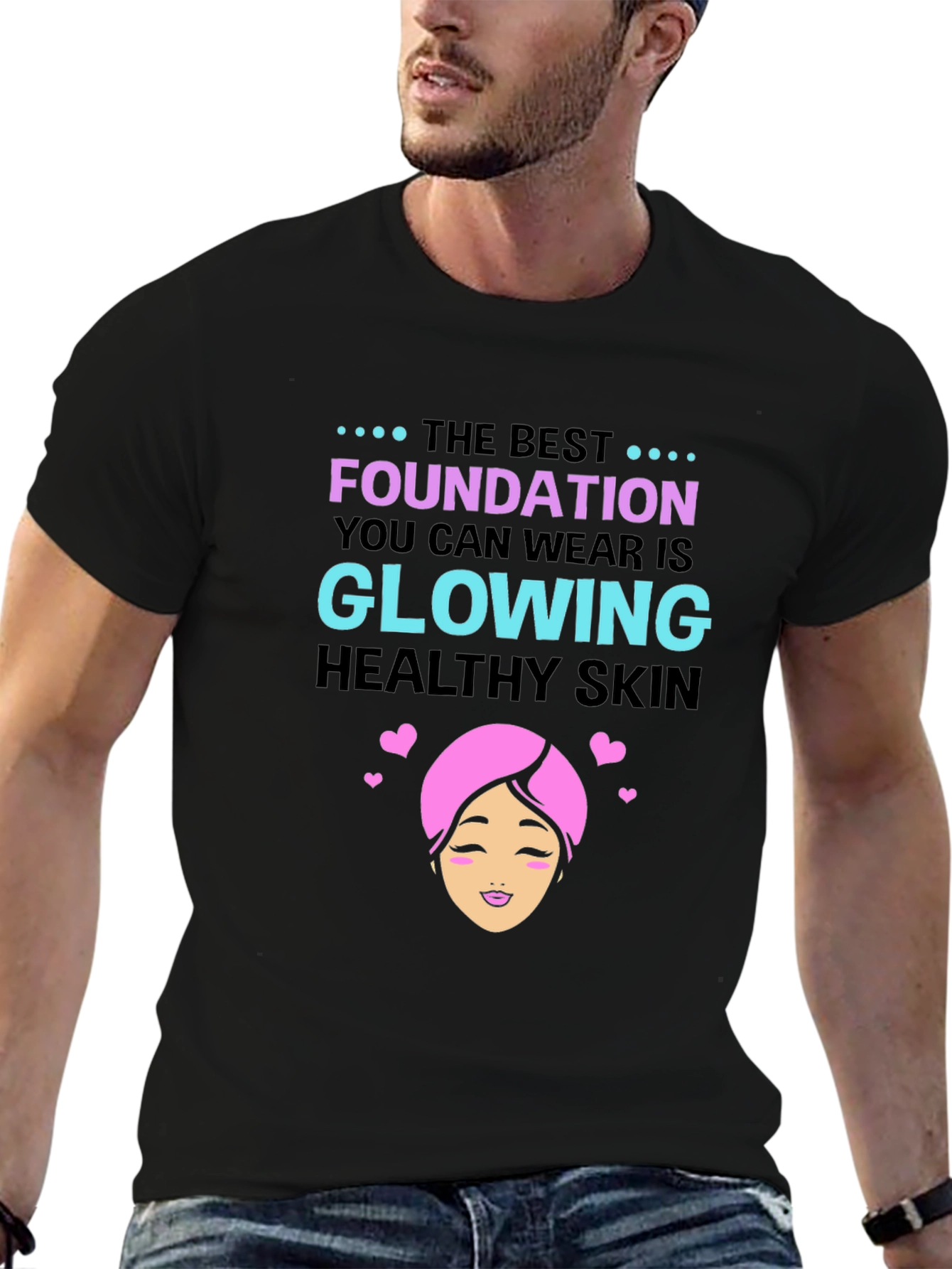 Black Glowing Skin T-Shirt - Beauty & Wellness view 6