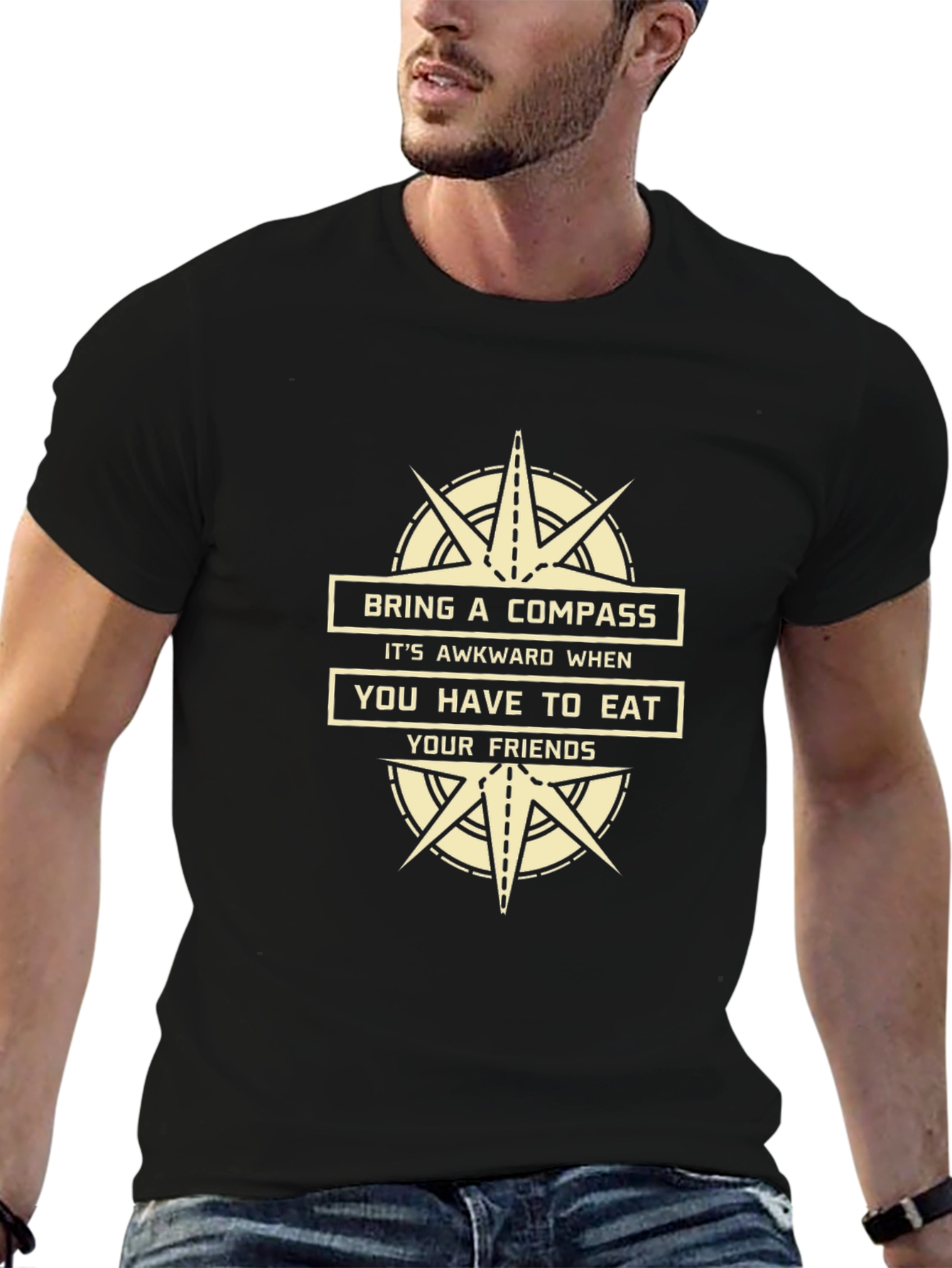 Black Bring a Compass Funny T-Shirt view 6