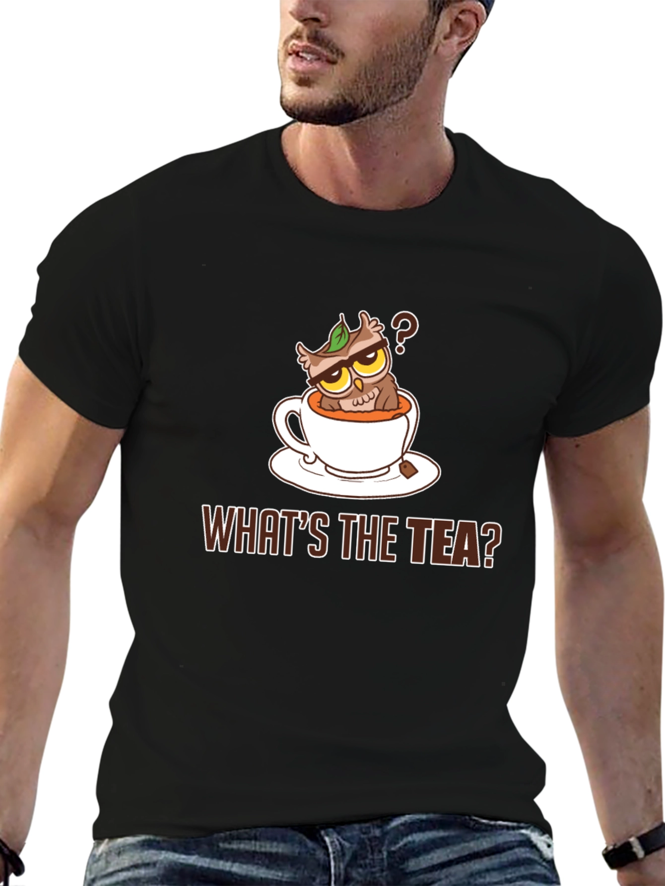 Black What's The Tea Owl Graphic Tee view 6