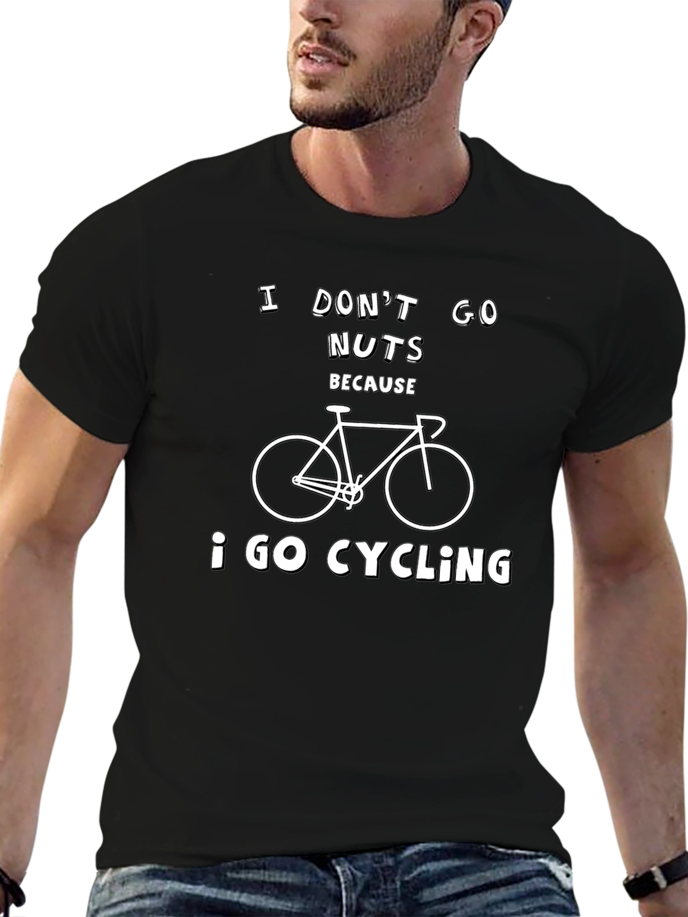 Black Cycling T-Shirt: I Don't Go Nuts Because I Go Cycling view 6